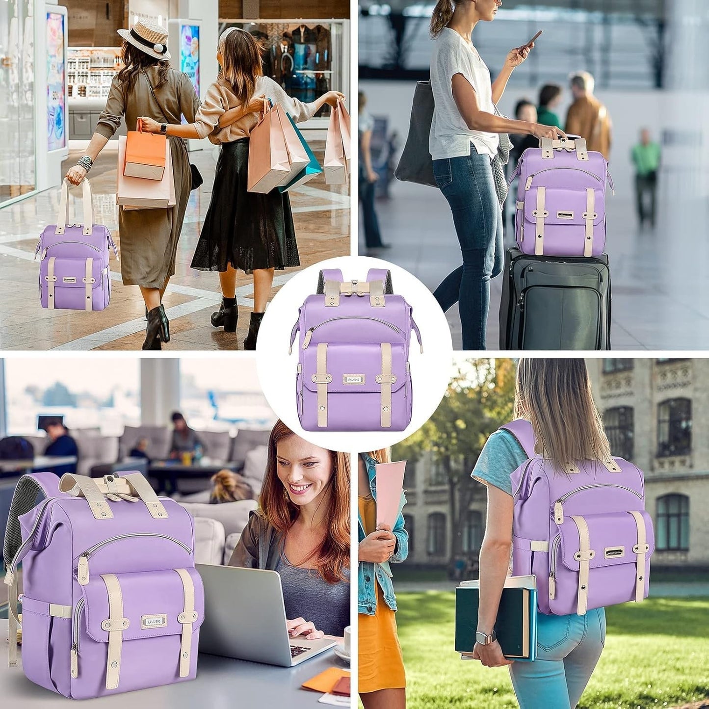Stylish Water Resistant Laptop Backpack for Women, Fits 15.6" Laptops, RFID Safe6