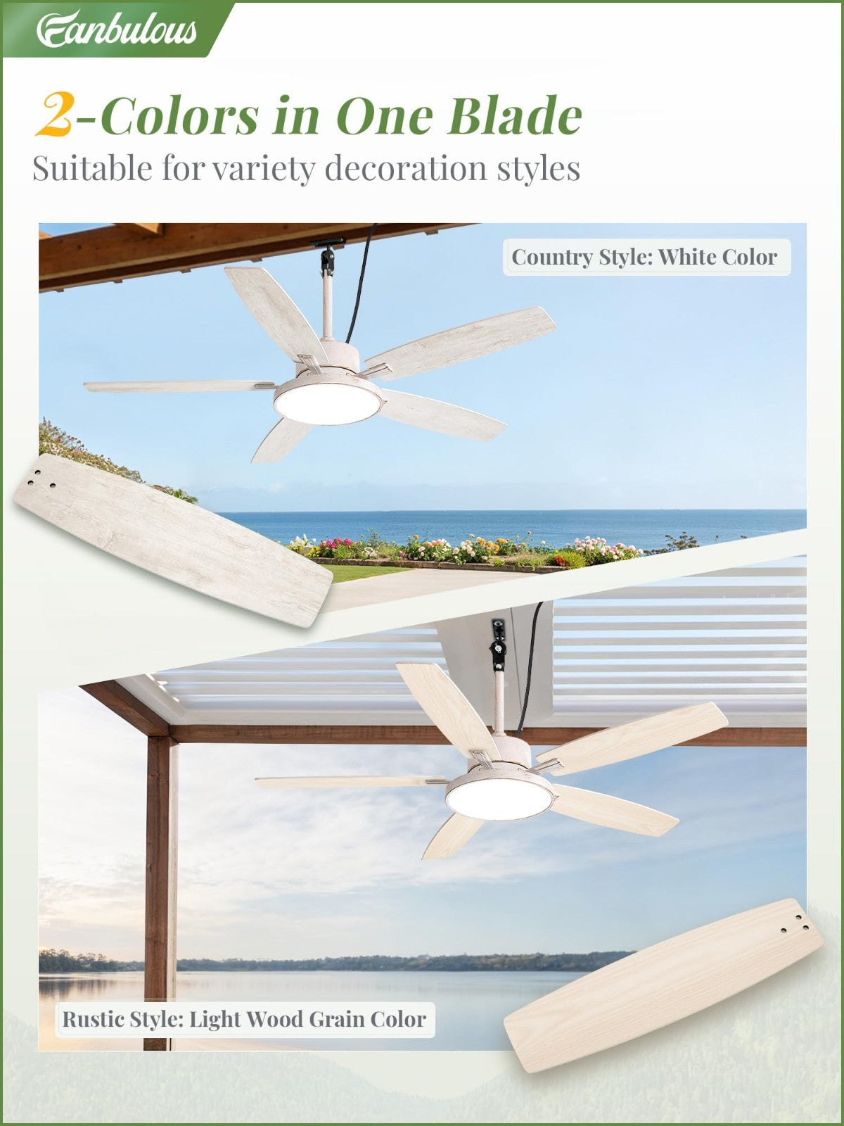 52" Waterproof Outdoor Ceiling Fan with Light, 6 Speed DC Motor for Patio, Gazeb4