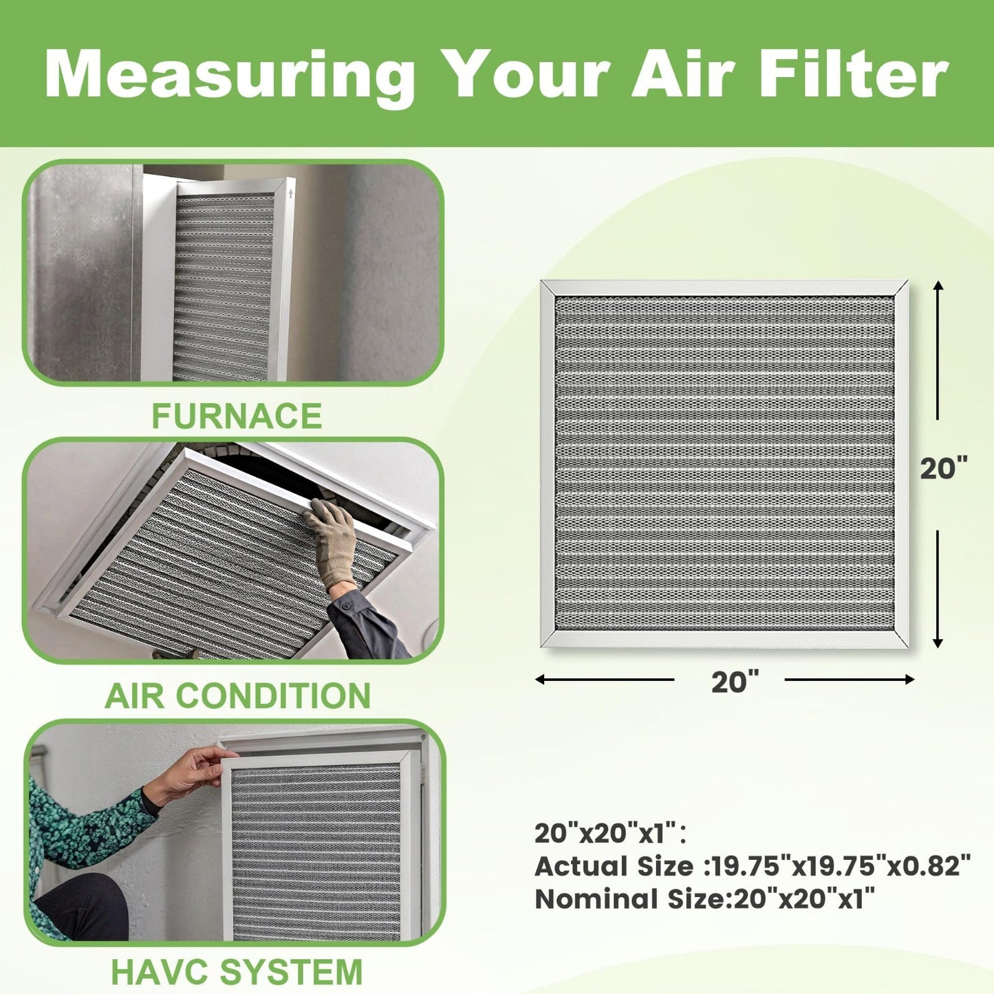 Reusable Washable HVAC Air Filter 20x20x1 MERV 8 Electrostatic, Lasts Lifetime2