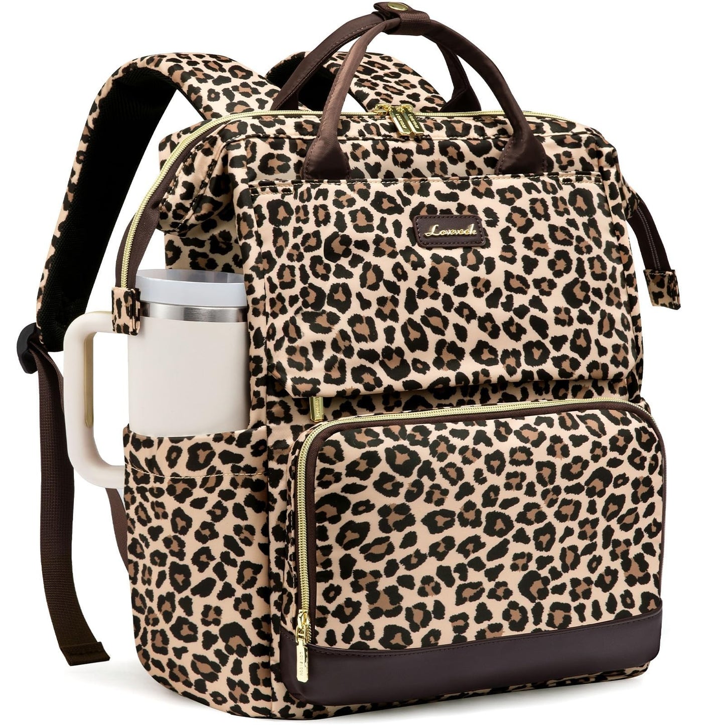 Stylish Laptop Backpack for Women   Giant Tumbler Holder, Travel, Work, Nurse, T1