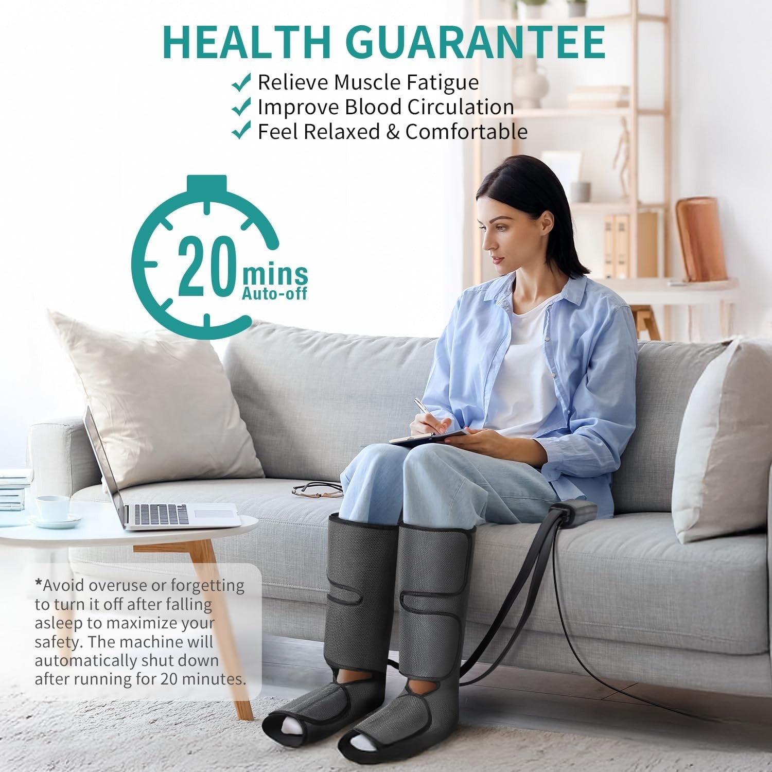 Air Compression Leg Massager for Circulation & Relaxation - Foot & Calf Pain Rel7