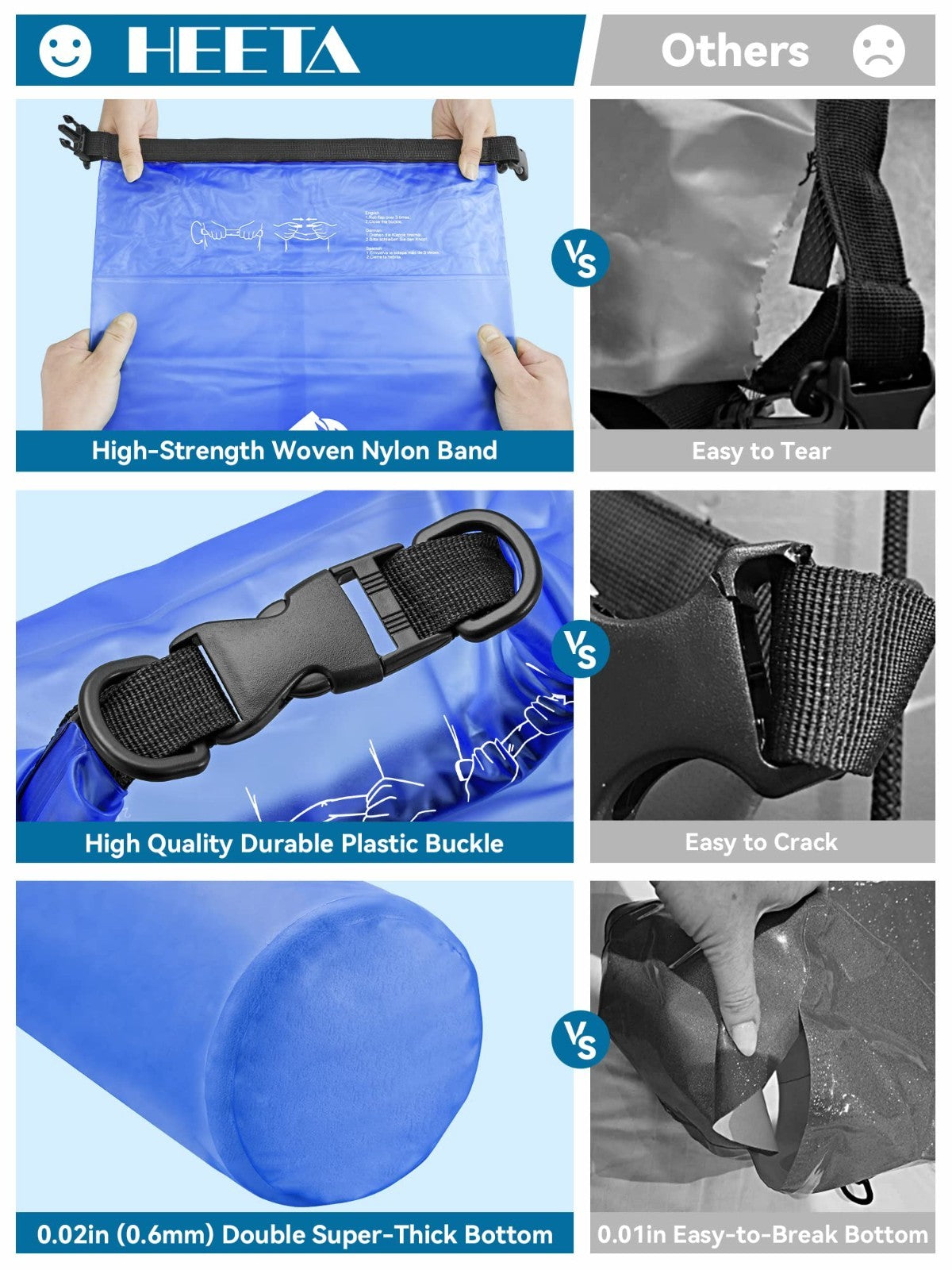 Waterproof Dry Bag for Travel, Swimming, Kayaking - Lightweight Roll Top Backpac3