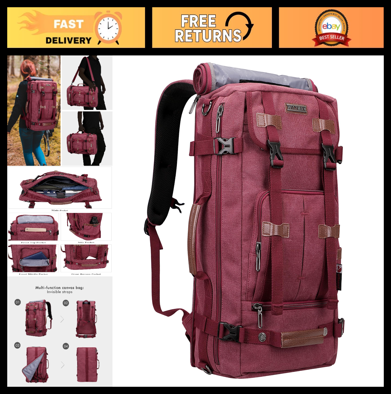 Vintage Canvas Travel Backpack for Women, Stylish Laptop Bag, Durable & Spacious0