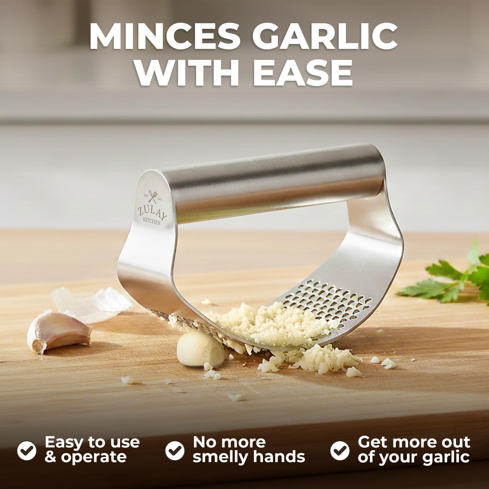 Stainless Steel Garlic Press Rocker Set   Durable Mincer Tool, Easy Clean, Peele2