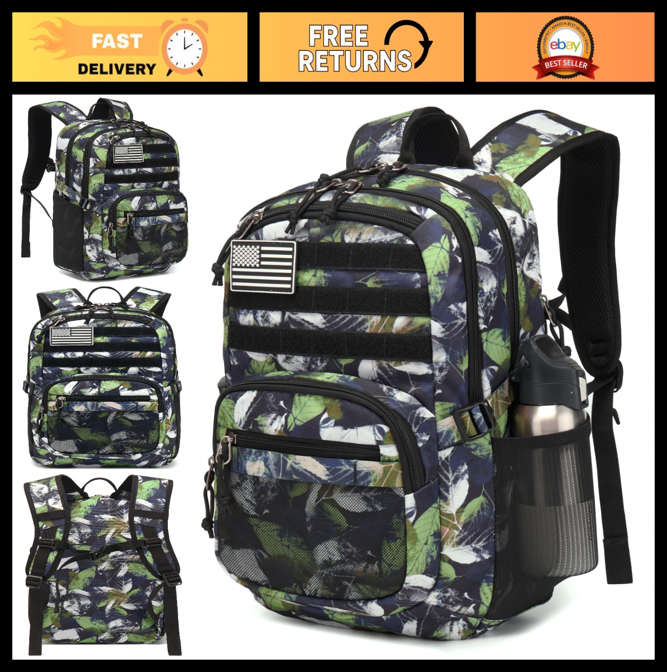 Tactical Military Backpack 25L, 3 Day Assault Pack with Molle System for Outdoor0