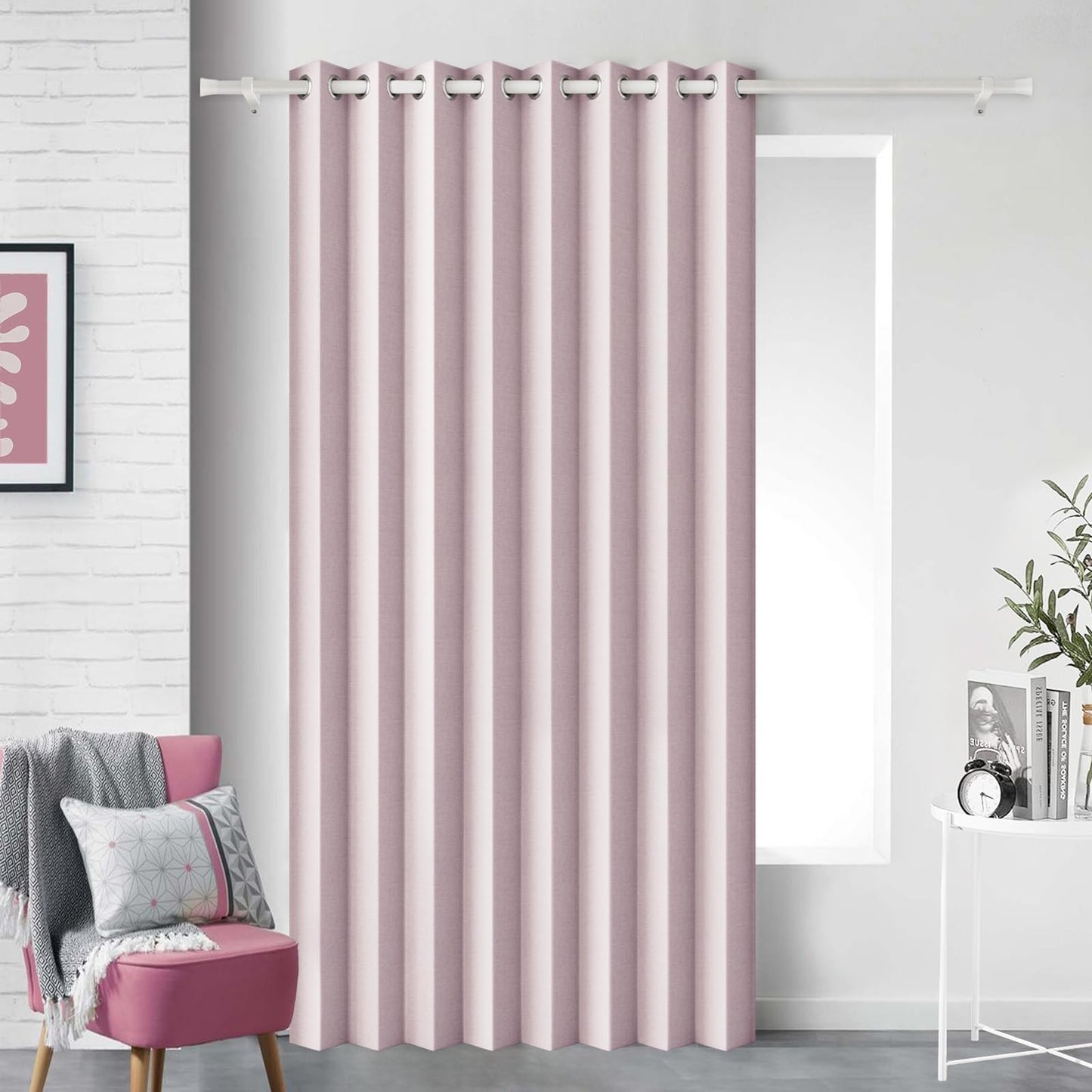 Accordion Style Magnetic Closure Curtain   Pinch Pleated Room Divider, W60 x L801