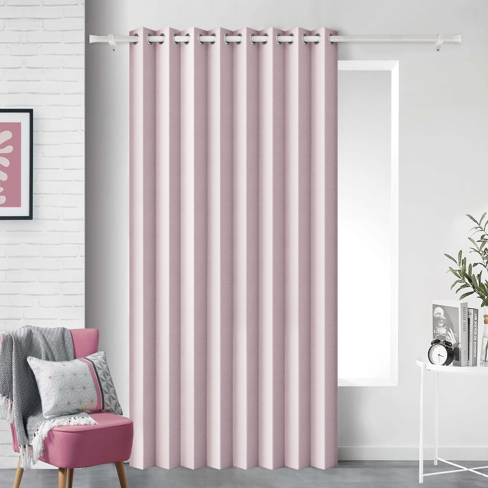 Accordion Style Magnetic Closure Curtain   Pinch Pleated Room Divider, W60 x L801