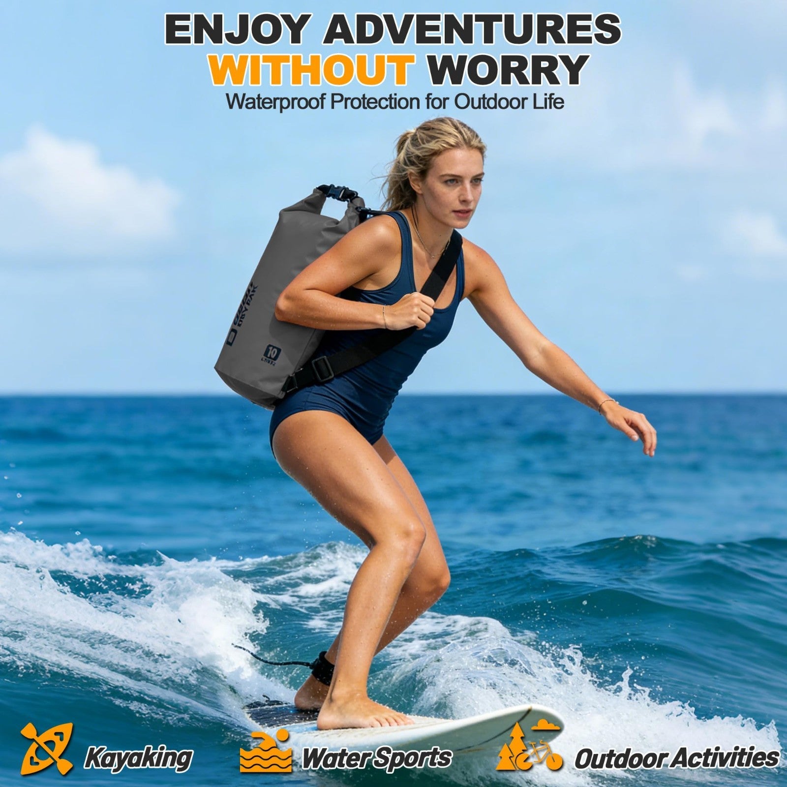Waterproof Dry Bag - Lightweight Roll Top Backpack, 5L-40L for Travel, Kayaking,5