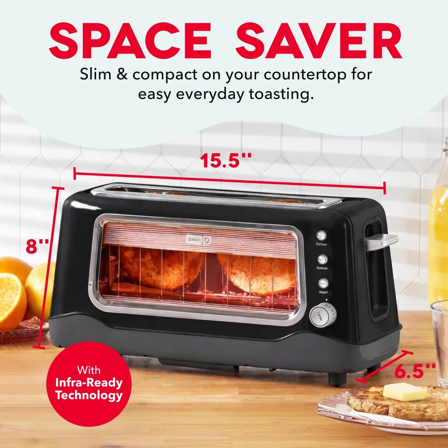 10-Inch Long Slot 2-Slice Toaster with See-Through Window, 7 Browning Levels, Ba2