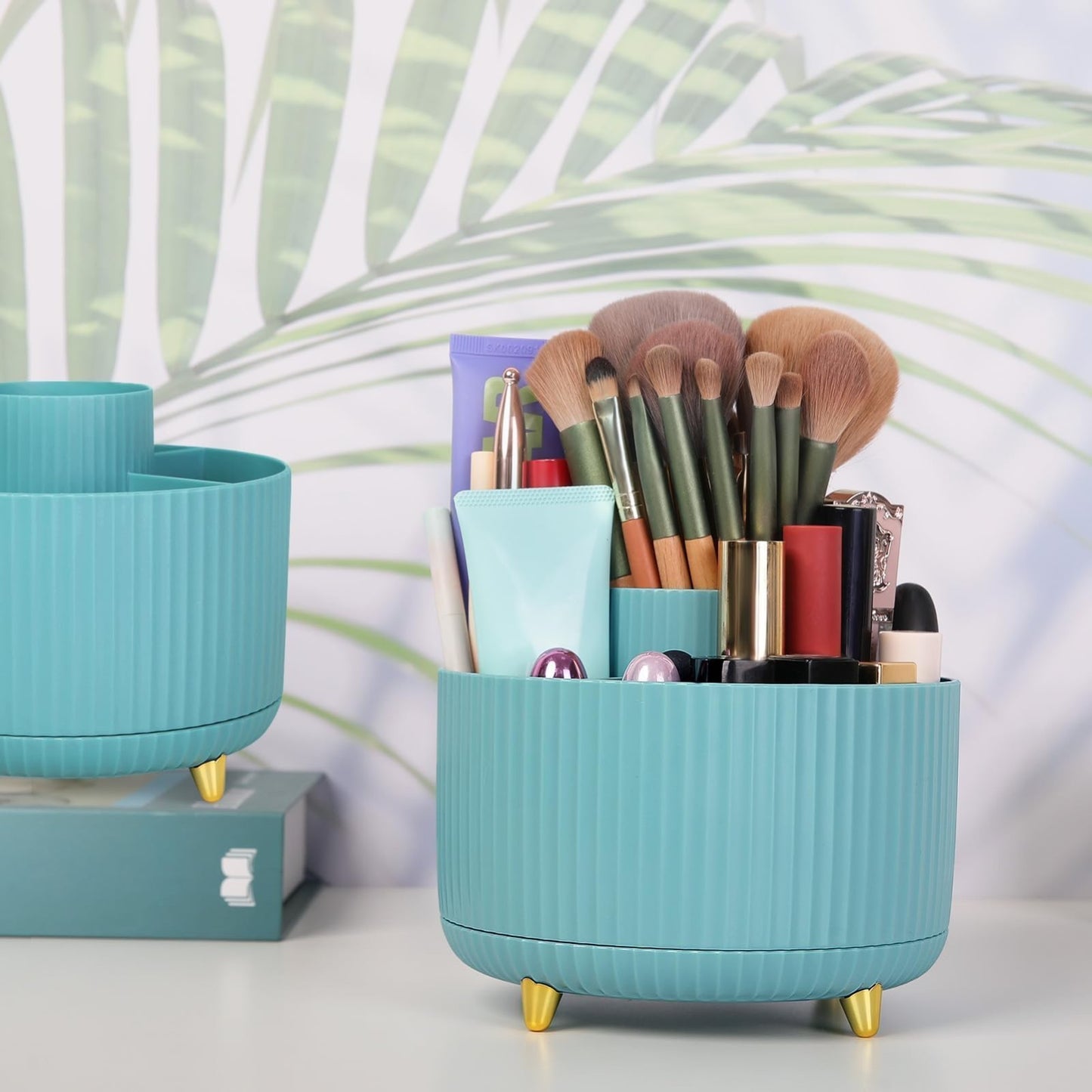 Rotating Makeup & Pencil Organizer   Dual Purpose Desk Holder with 5 Slots, Idea4