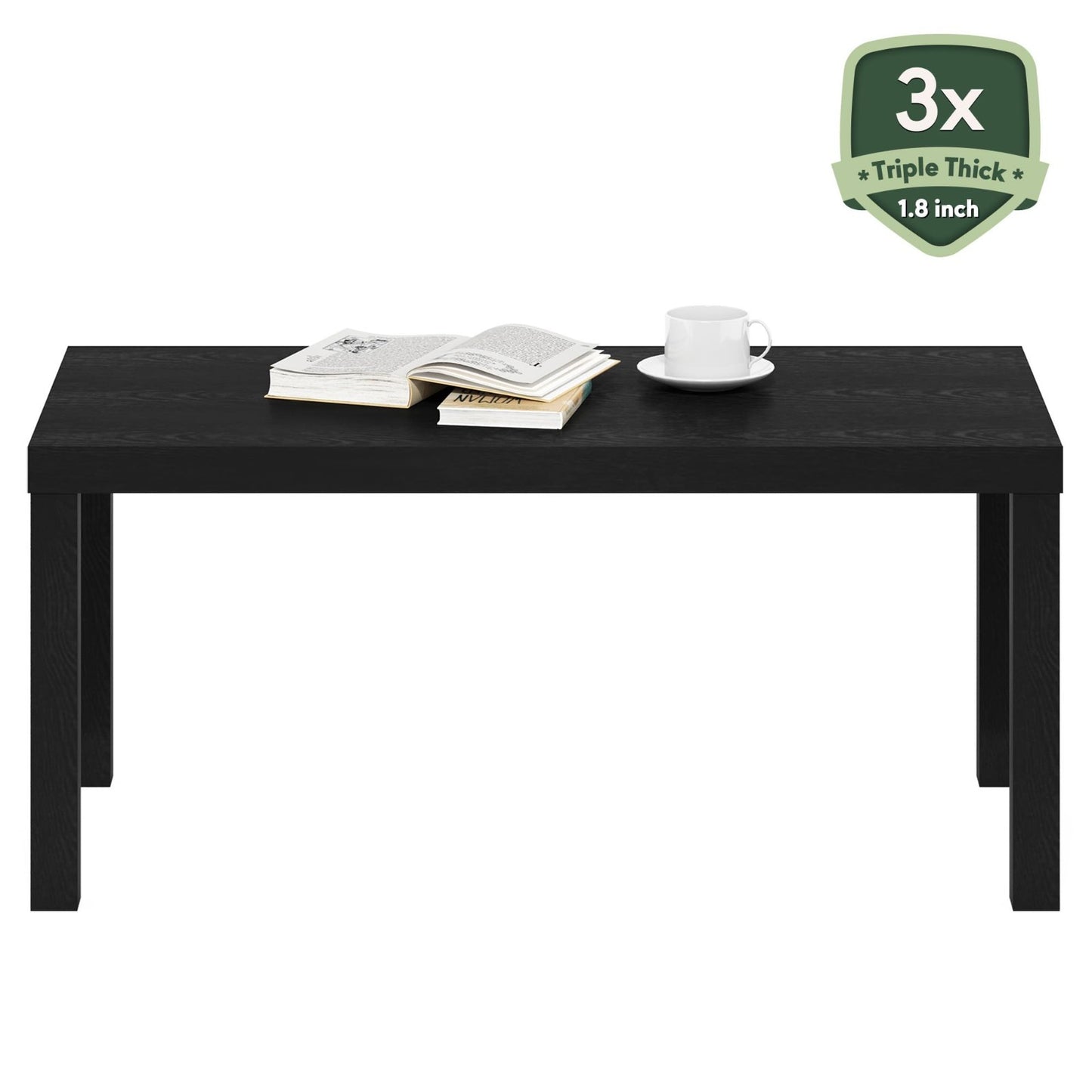 Modern Rectangle Coffee Table - 1.8" Thick Top, Stylish Side Table for Living Ro6