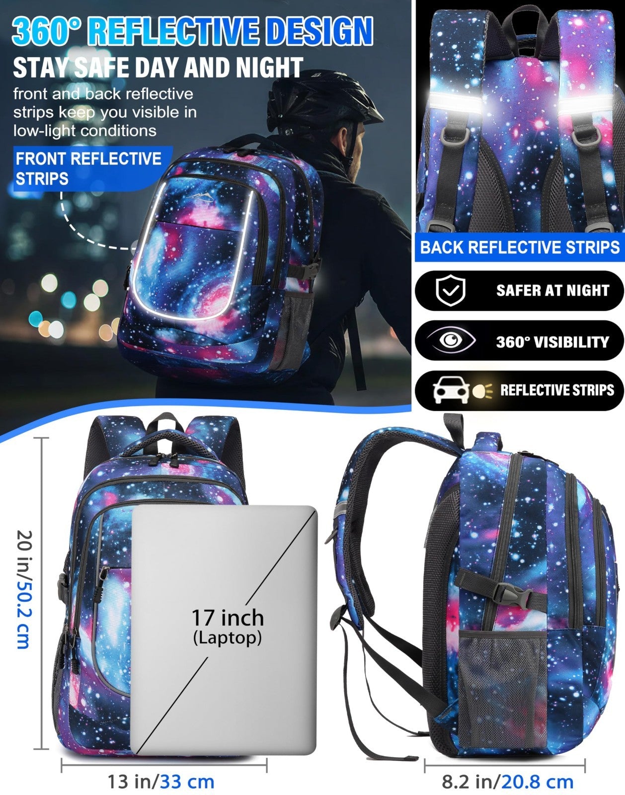Extra Large Multi Compartment Backpack for College, Travel, Laptop, Hiking   Fit3