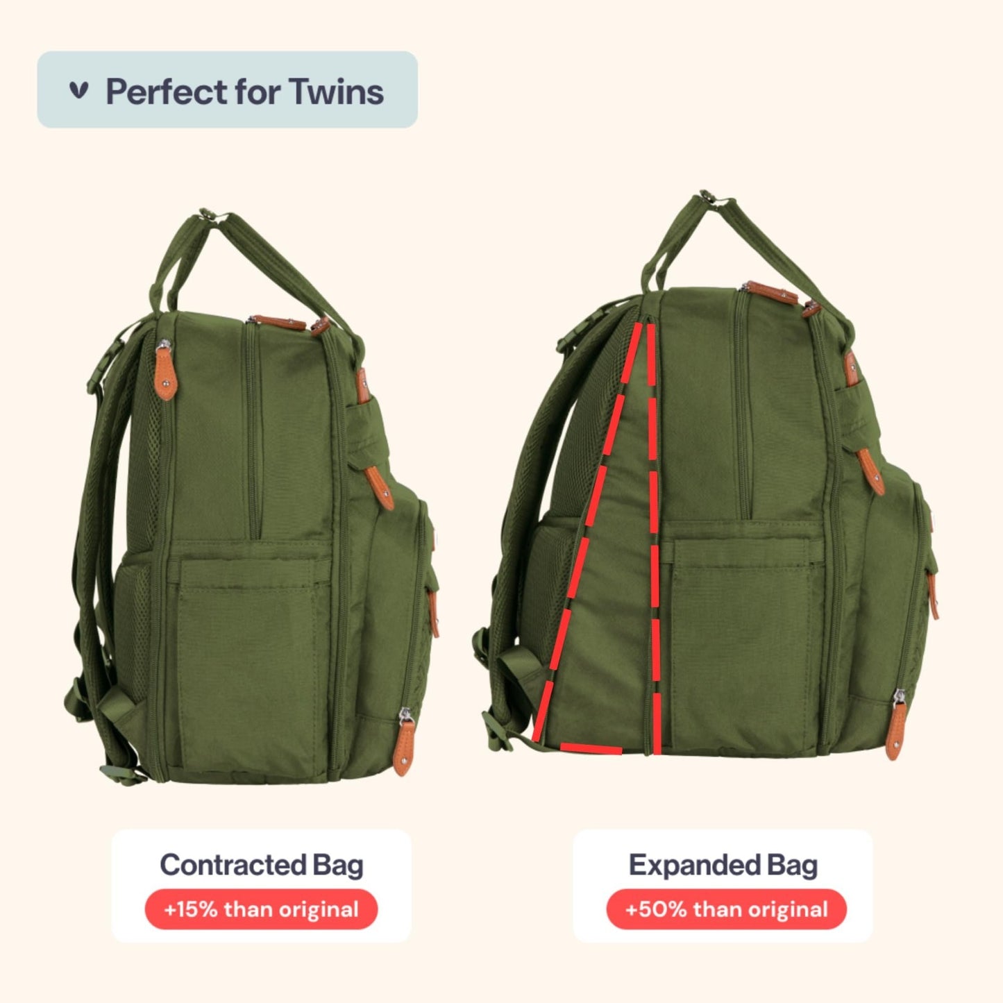 Extra Large Expandable Diaper Bag Backpack   Travel Baby Tote with Changing Pad,2
