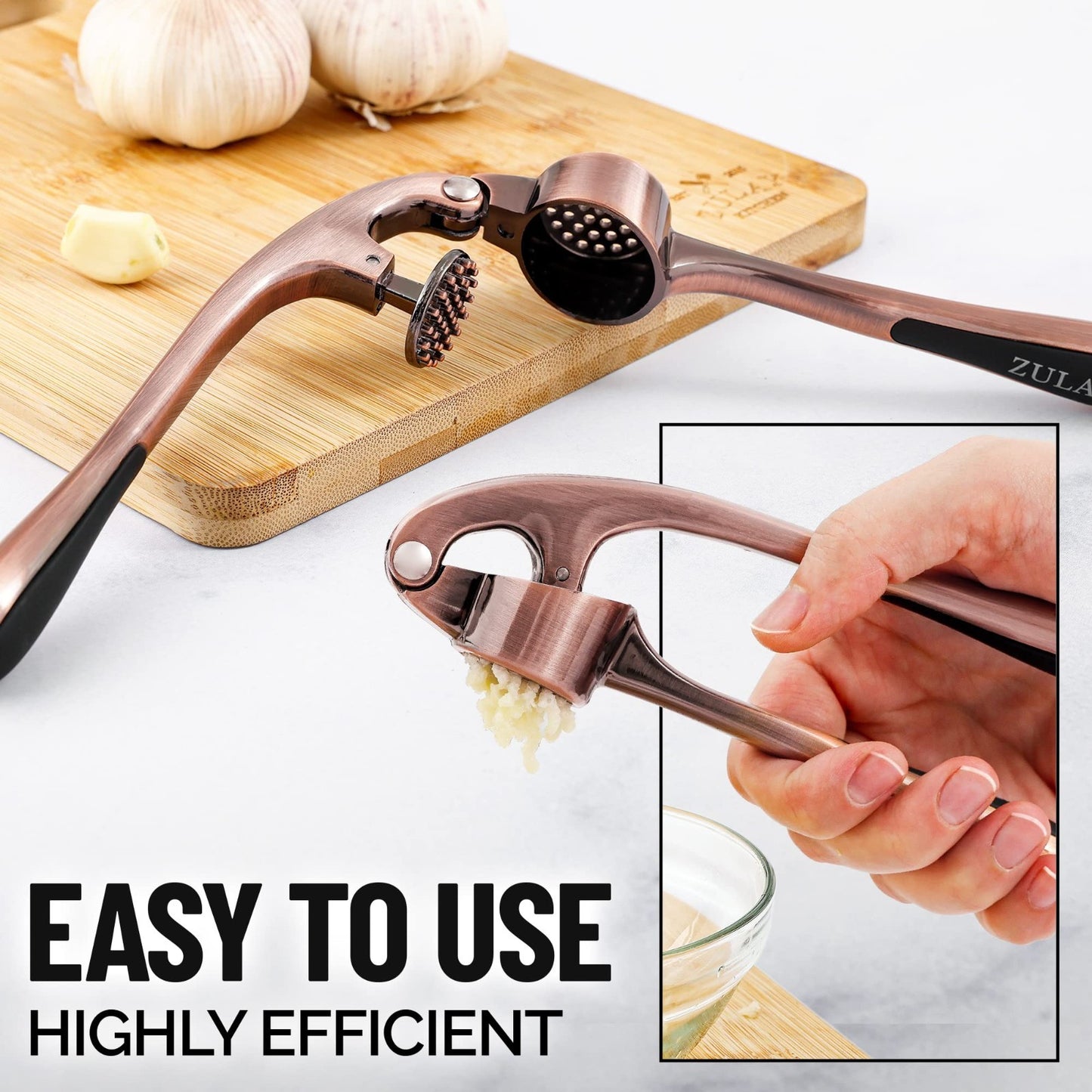 Premium Garlic Press Set   Rust Proof Mincer Tool, Easy Squeeze, Ergonomic Handl4