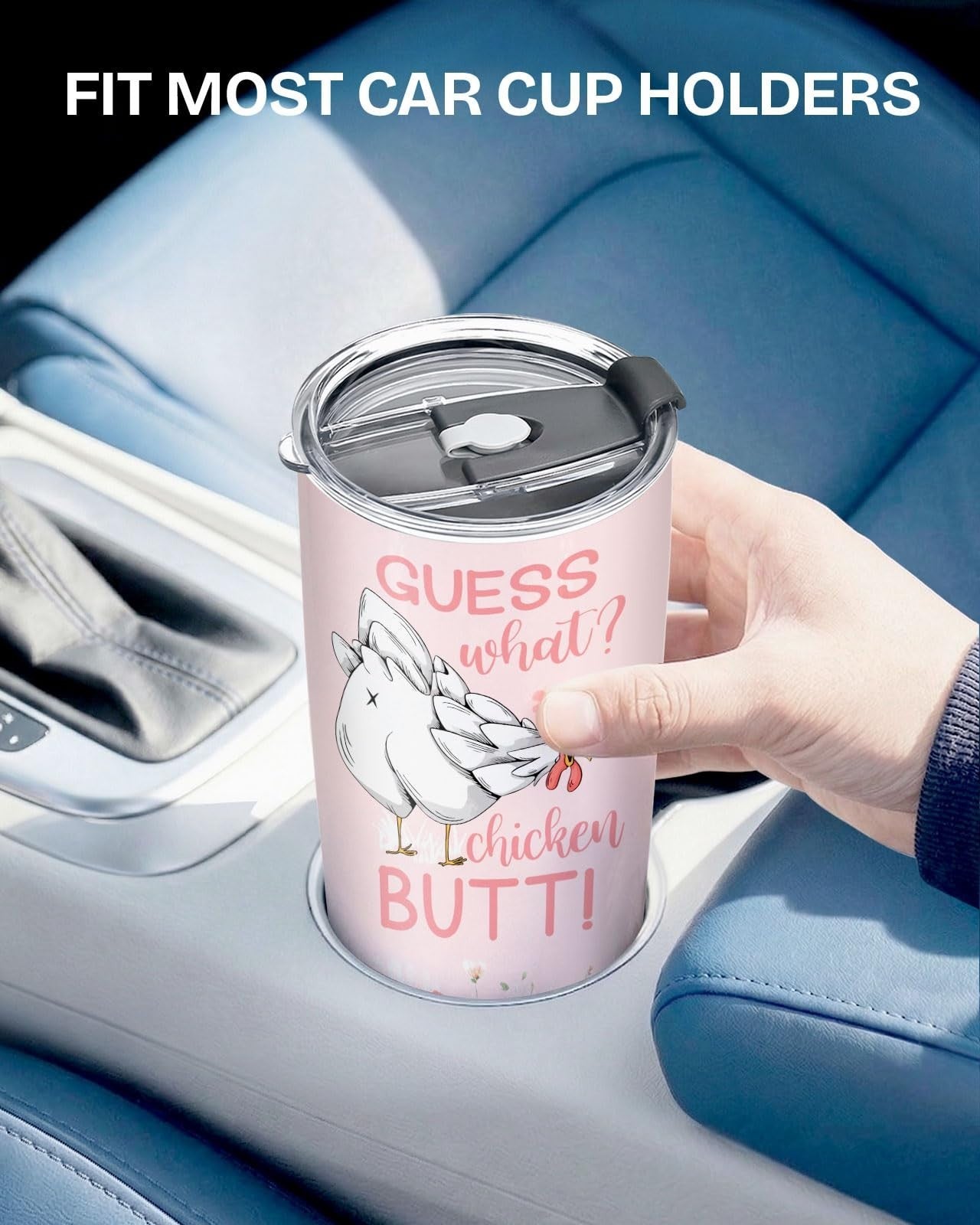Funny Chicken Tumbler 20oz Insulated Travel Mug with Lid   Cute Farmhouse Gift f5