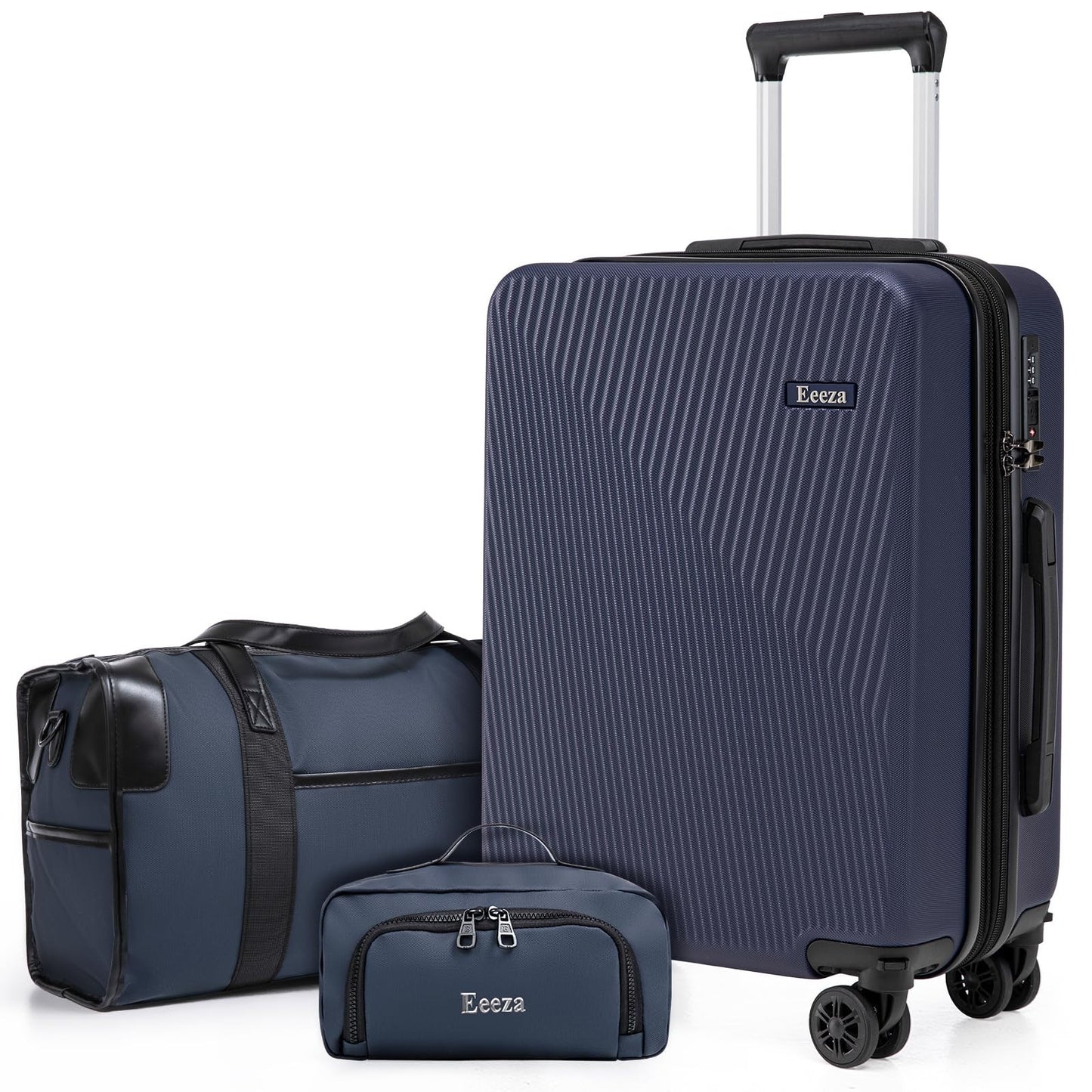3-Piece Airline Approved Hardcase Luggage Set - 20" Deep Blue, Scratch Resistant1