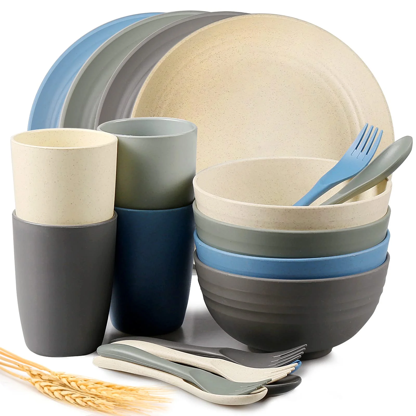 Loobuu Wheat Straw Dinnerware Sets (20PCS) - Lightweight & Unbreakable Dinnerwar0