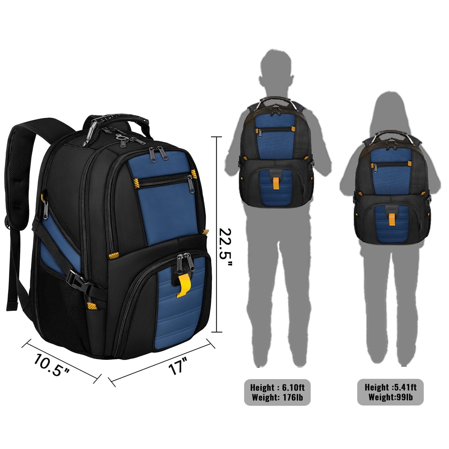 Large Heavy Duty Laptop Backpack for Men, Travel Rucksack, Waterproof, Multi Com6