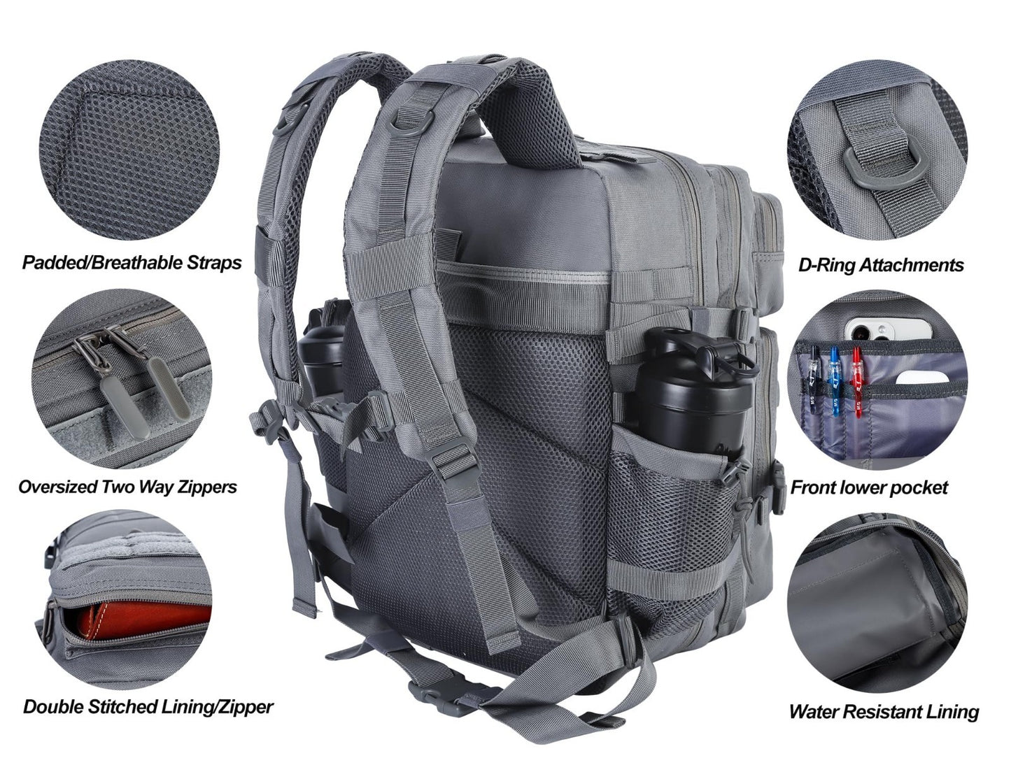 45L Military Tactical Backpack   3 Day Assault Pack Rucksack with Molle System  6