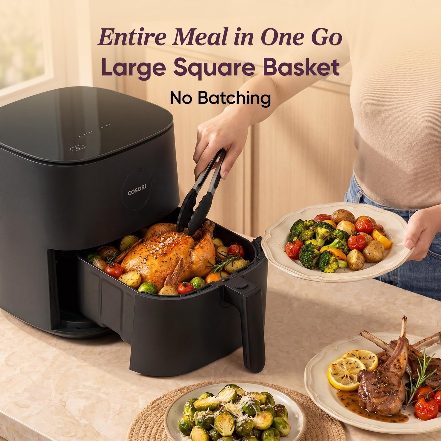 5Qt Air Fryer, 9-in-1 Multi-Cooker, Ceramic Coating, Shake Reminder, 7 Presets,4