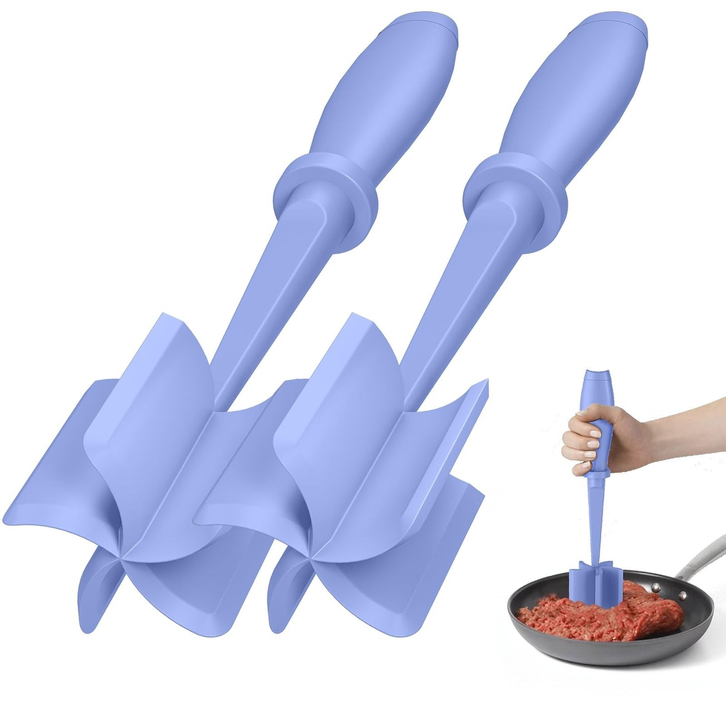 2Pack Meat Chopper Hamburger Smasher, Heat Resistant Nylon, Non Stick Mixer, Dis1
