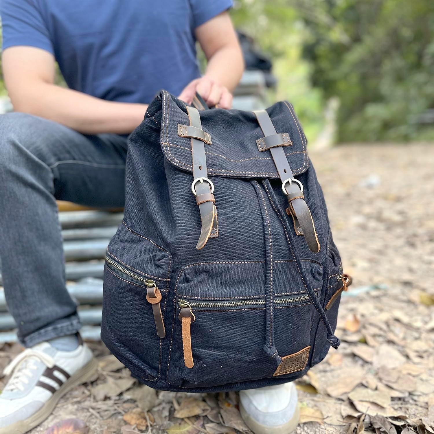High Capacity Vintage Canvas Backpack for School & Travel   Fits 12 15.6" Laptop2