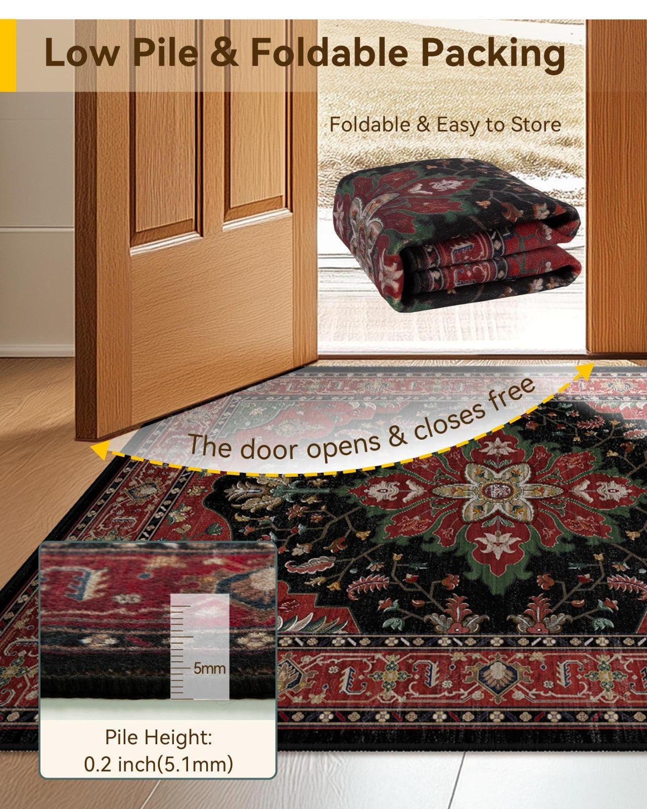 Washable 8'x10' Area Rug   Non Slip, Water Repellent, Pet Friendly, Vintage Flor6