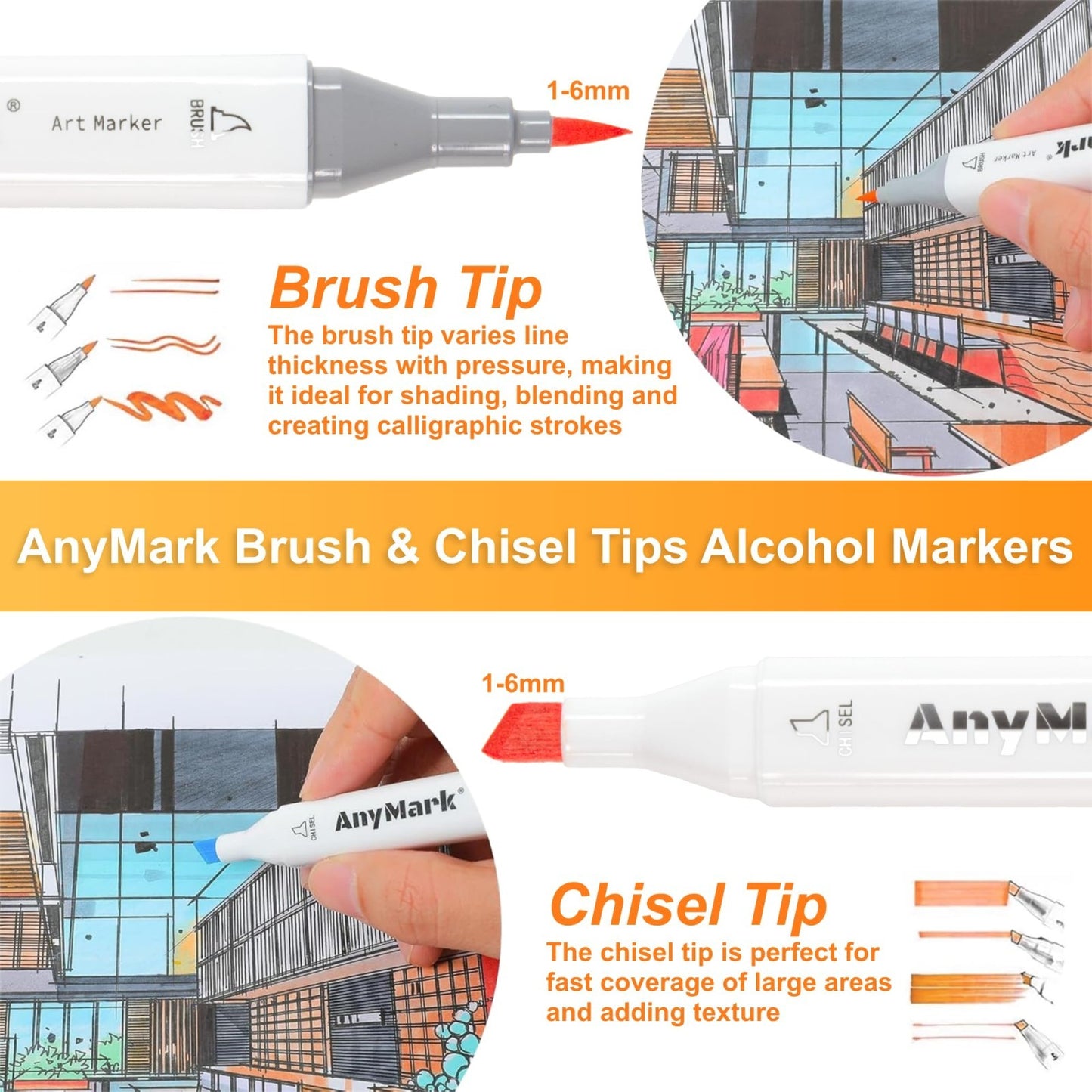 120+1 Dual Tip Alcohol Markers Set - Brush & Chisel Tips for Art, Drawing & Colo3