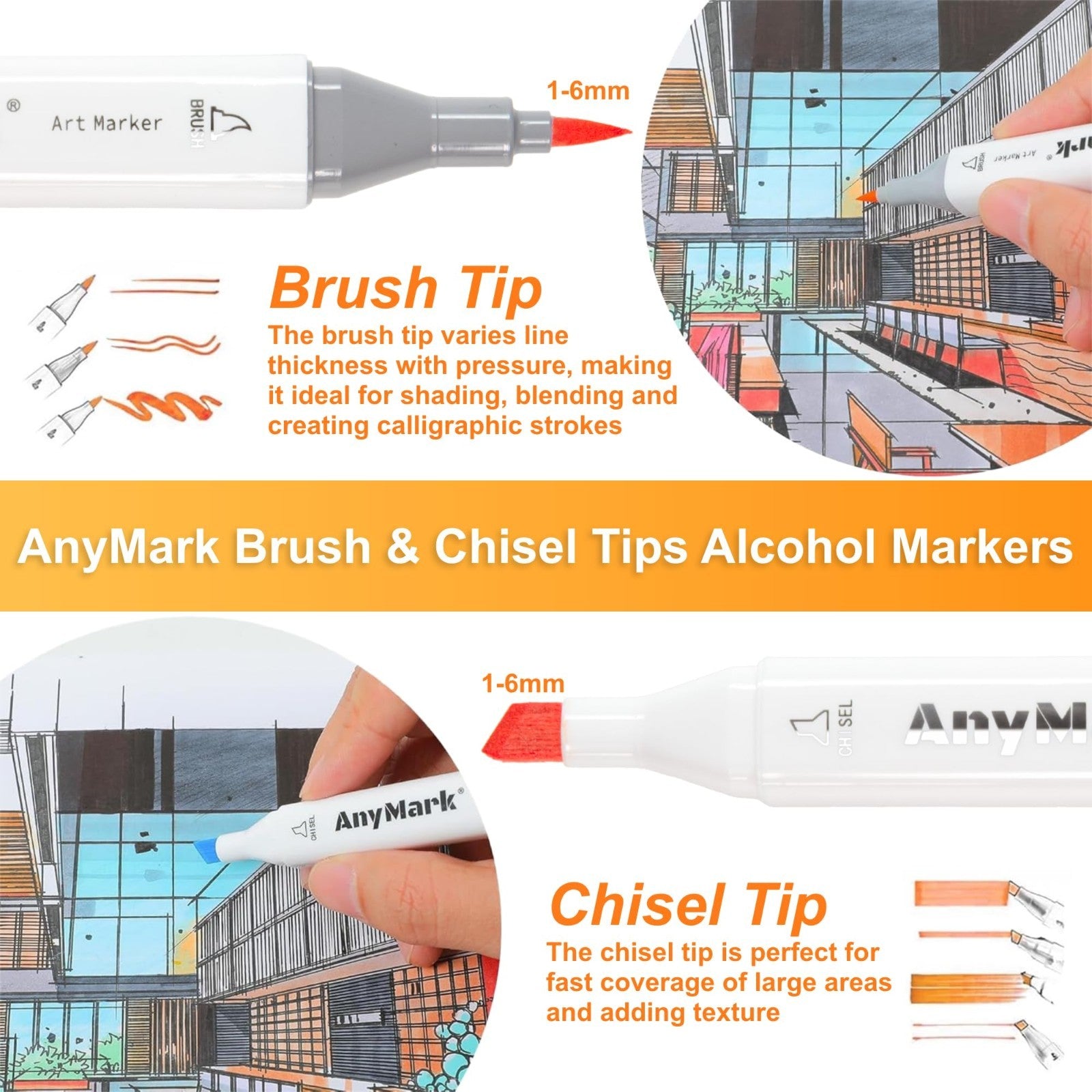 120+1 Dual Tip Alcohol Markers Set - Brush & Chisel Tips for Art, Drawing & Colo3