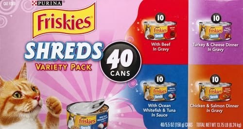 Wet Cat Food Variety Pack   Shreds with Beef, Turkey, Chicken & Salmon   80 Cans2