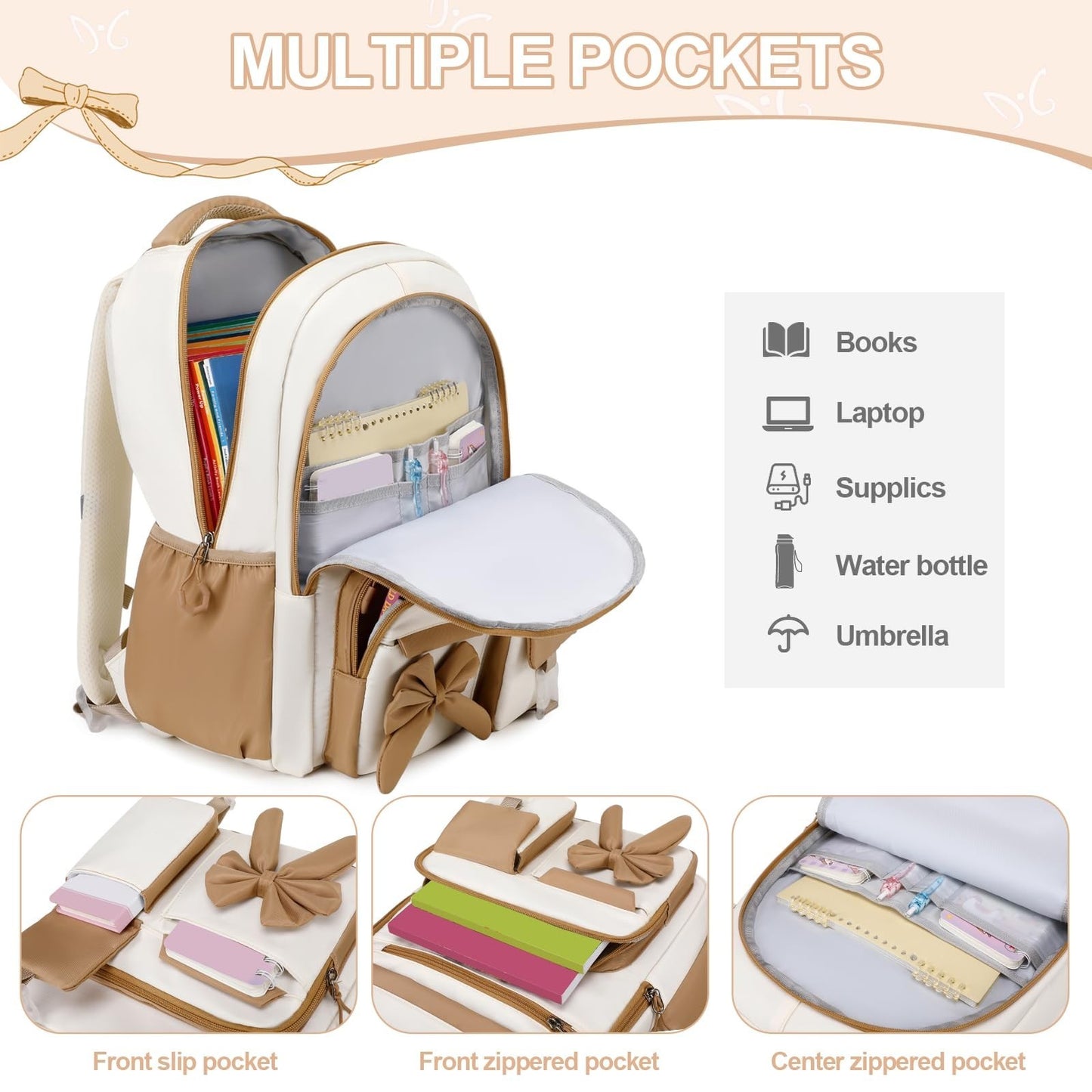 Cute Girls Backpack Set with Lunch Bag & Pencil Case   Stylish School Bag for Ki3