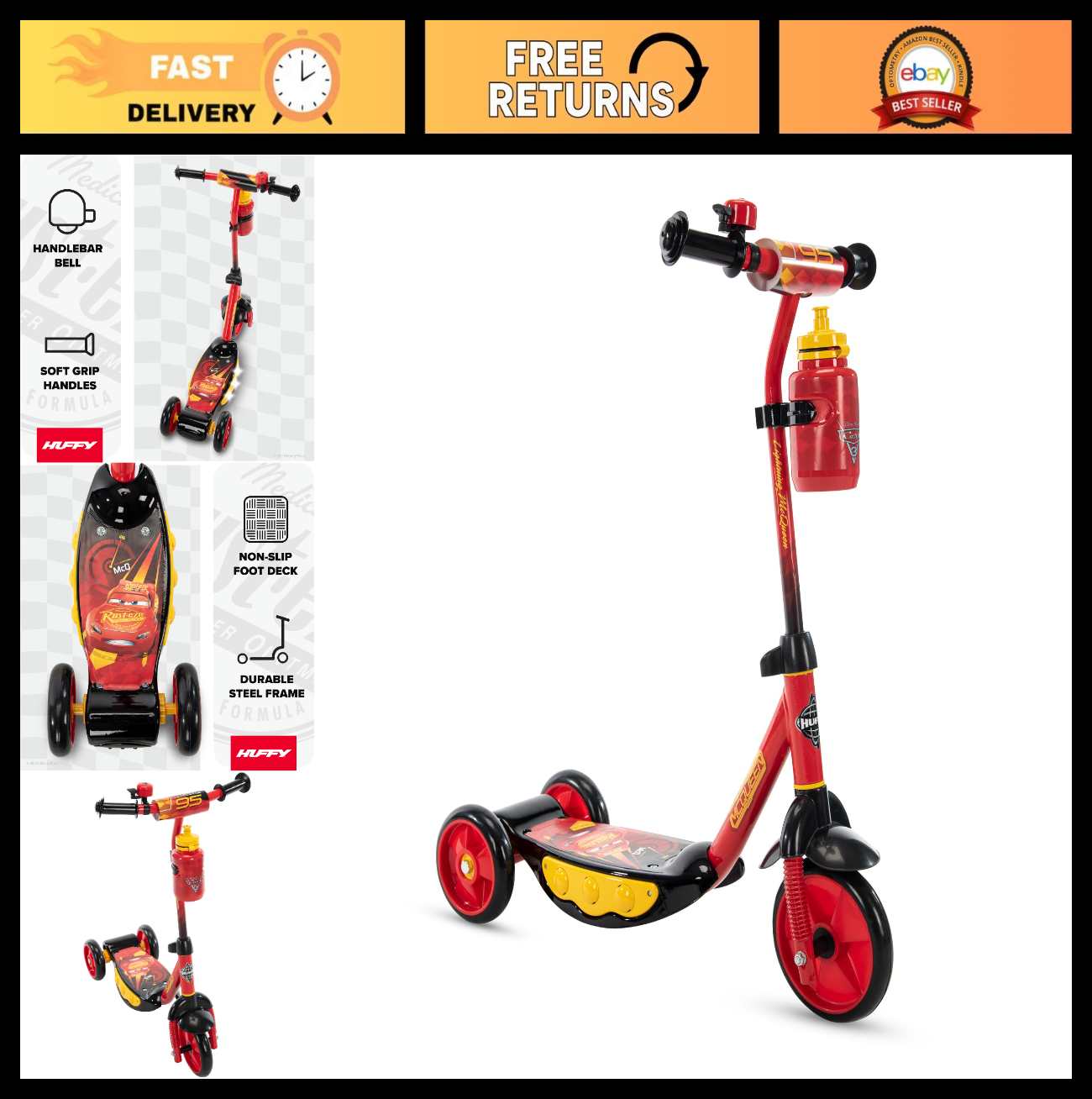 3-Wheel Toddler Scooter for Ages 3+, Colorful Character Designs, Fun & Safe Ride0