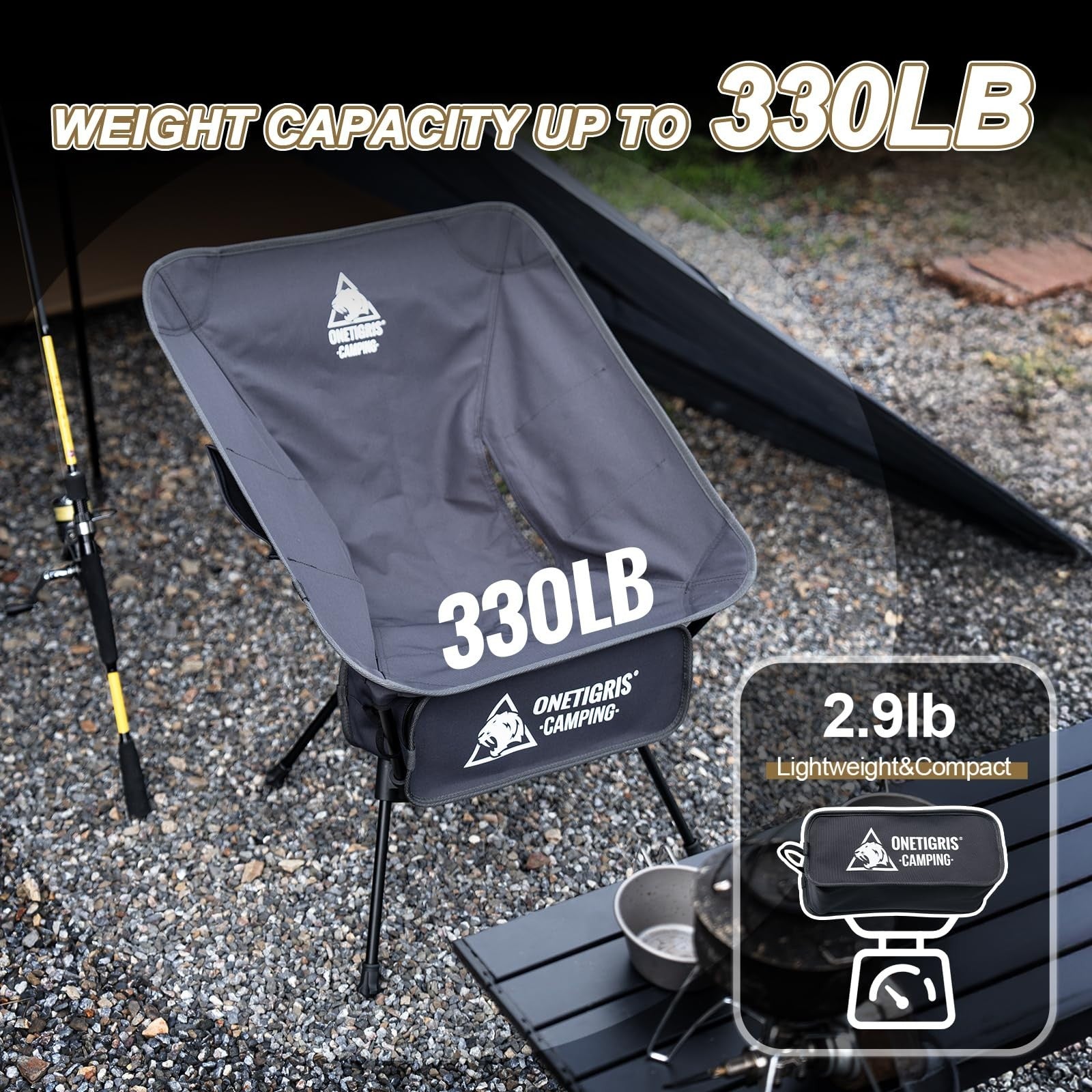 Lightweight Folding Camping Chair - Portable Backpacking Chair, 330 lbs Capacity4