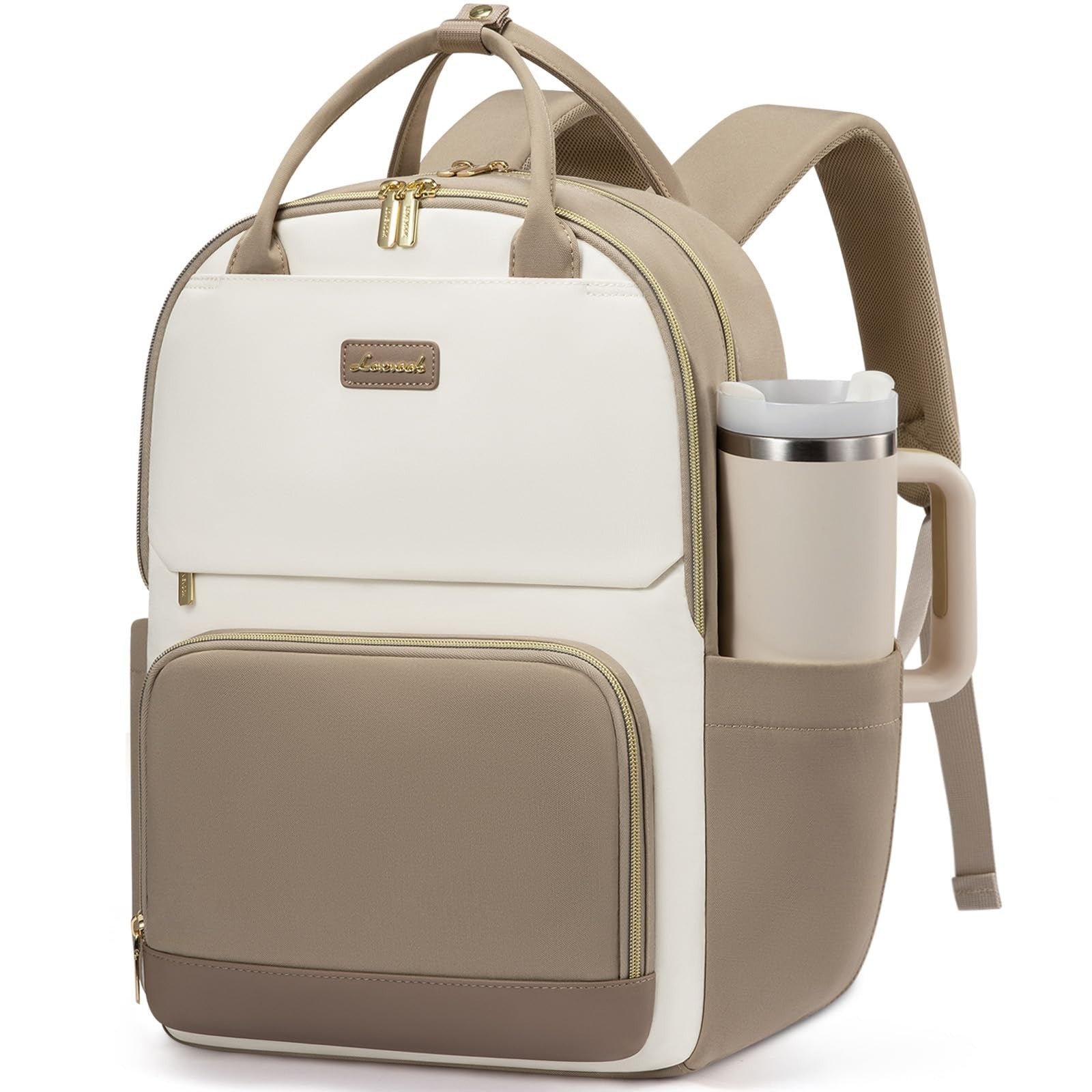 Stylish Women's Laptop Backpack with Tumbler Holder, 15.6" Waterproof Travel Bag1