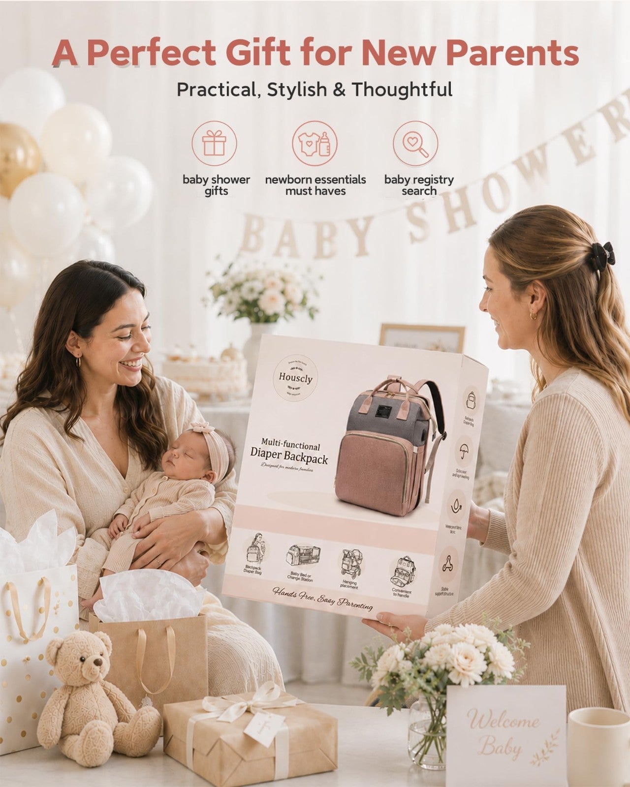 Large Capacity Diaper Bag Backpack with Changing Station, 25L, Travel Essential4