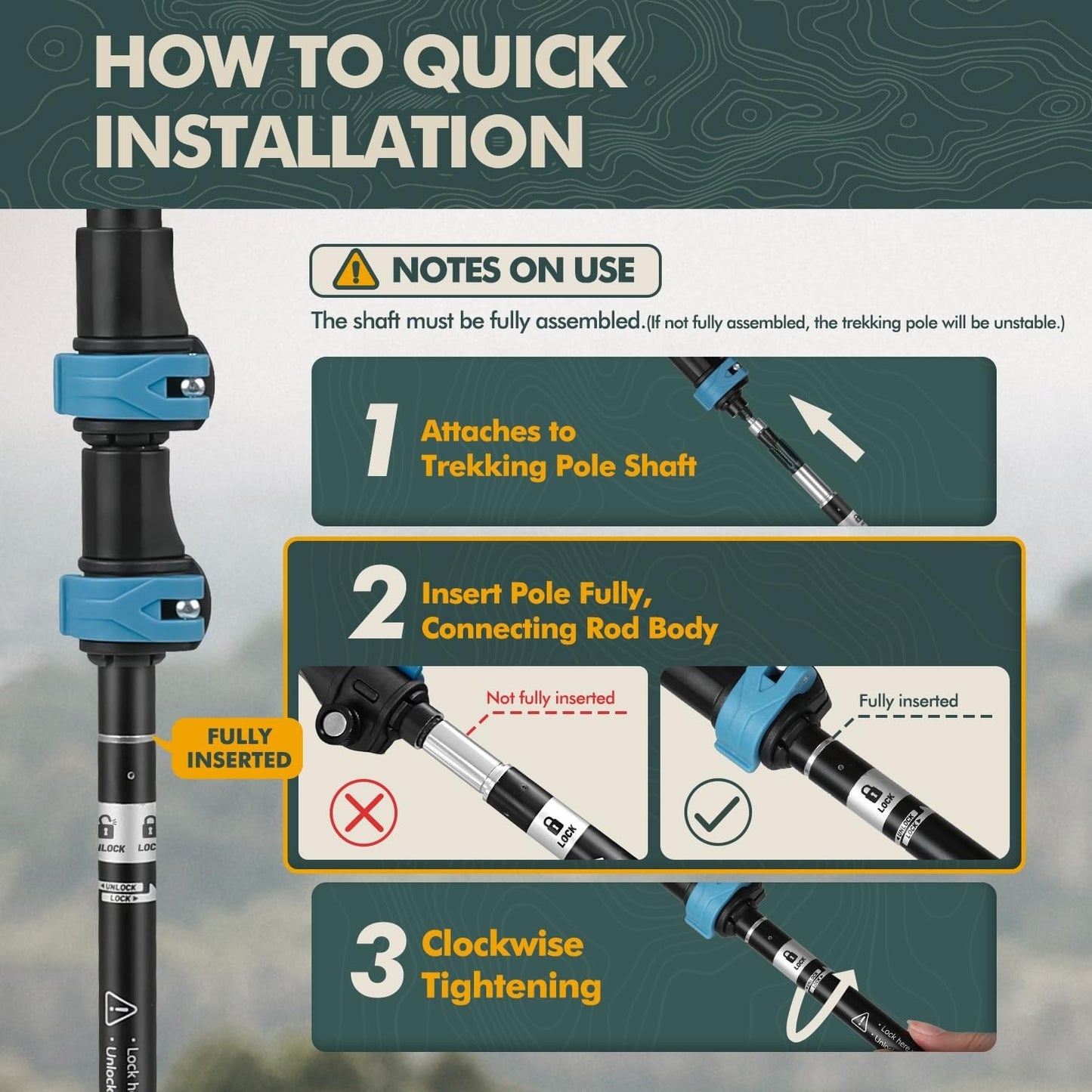 Collapsible Trekking Poles - Lightweight Adjustable Hiking Sticks, 2pc EVA Grips1