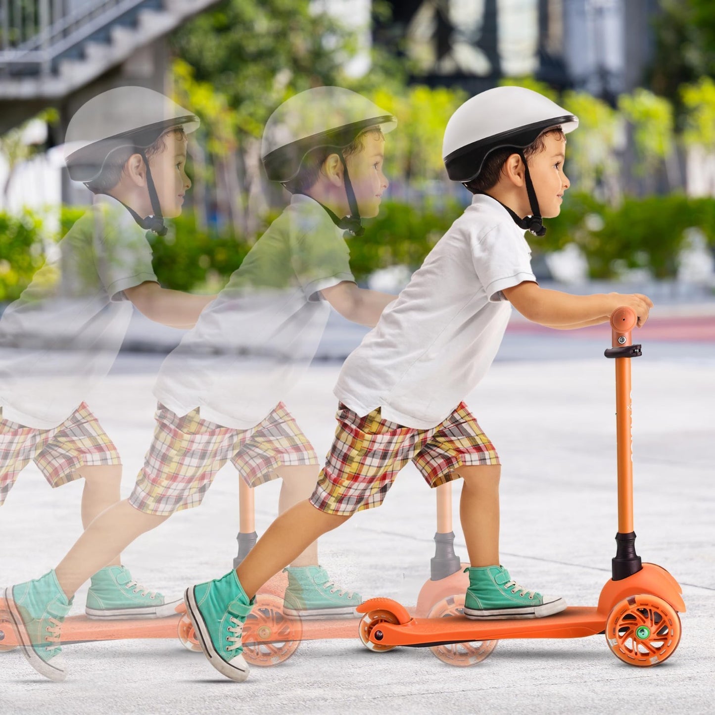 Orange Mini 3-Wheel Kids Scooter - Lean-to-Steer, LED Wheels, Adjustable Handleb8