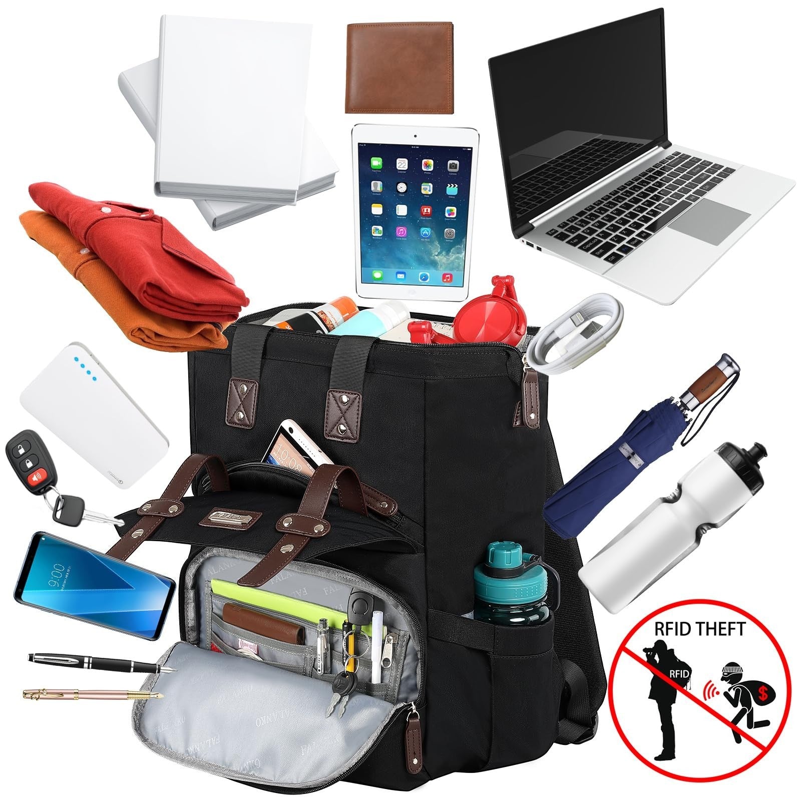 Stylish Laptop Backpack for Women & Men, 15.6" Water Resistant RFID Travel Bag2