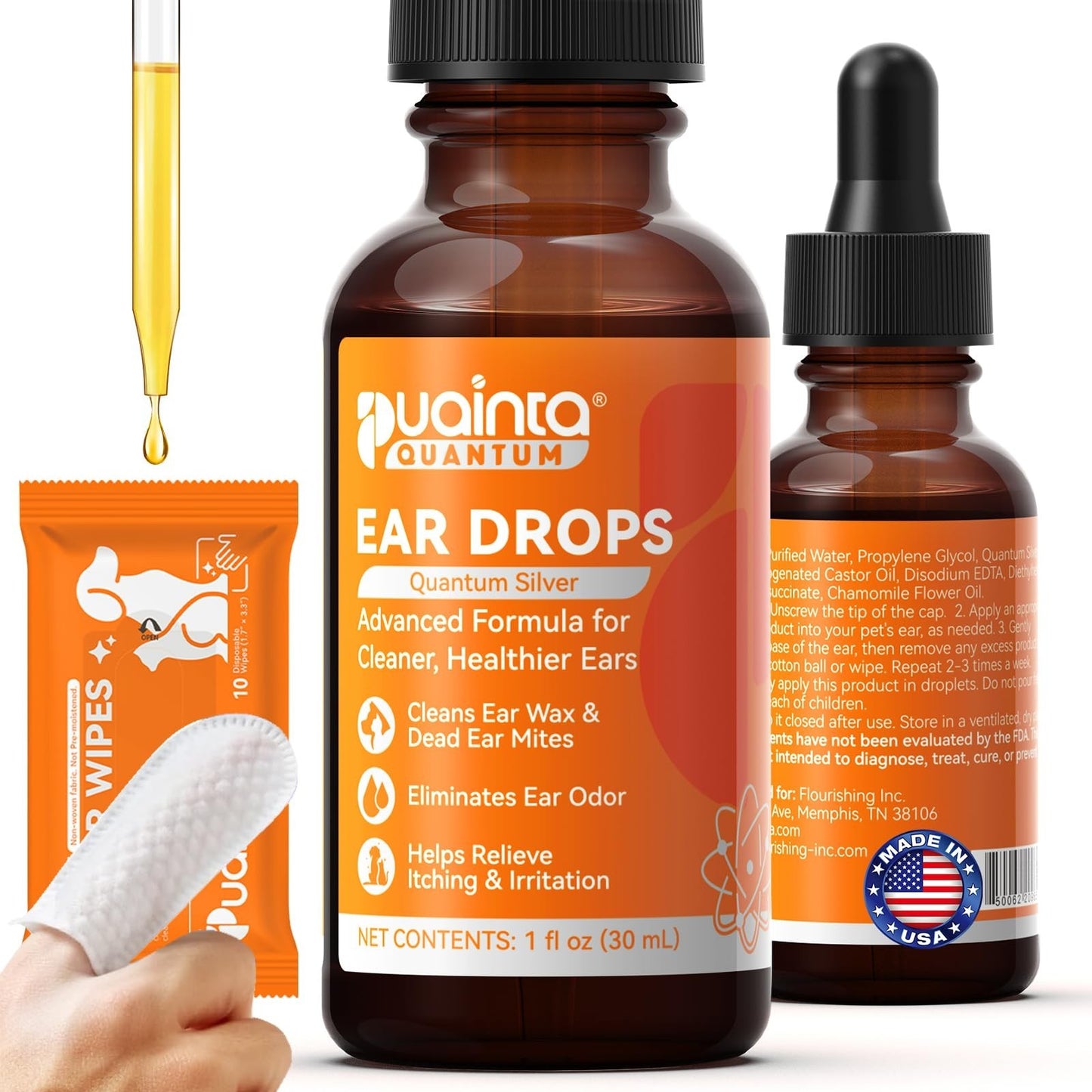 Dog Ear Cleaner Drops - Infection Treatment, Water-Based, Soothes Itching & Irri1