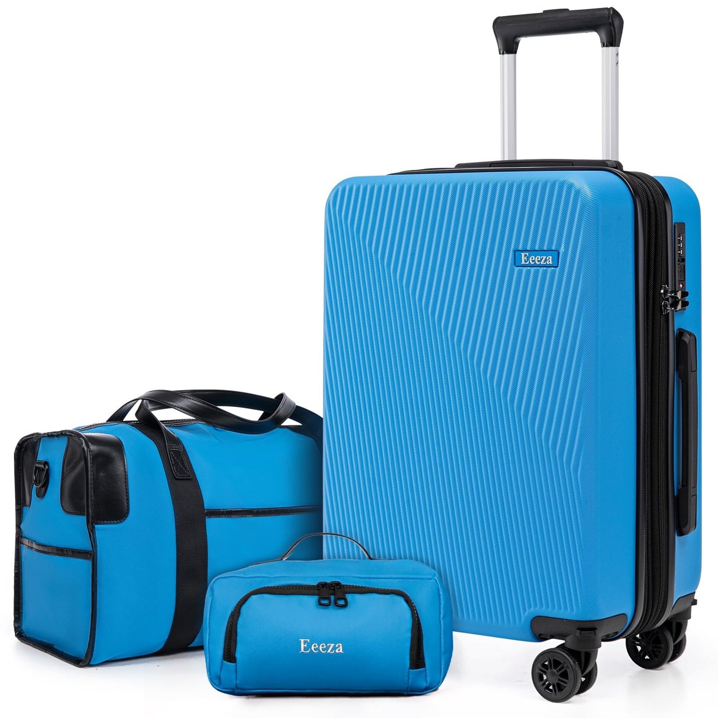3-Piece Hardcase Carry-On Luggage Set - 20" Blue, Scratch Resistant, Ergonomic H1