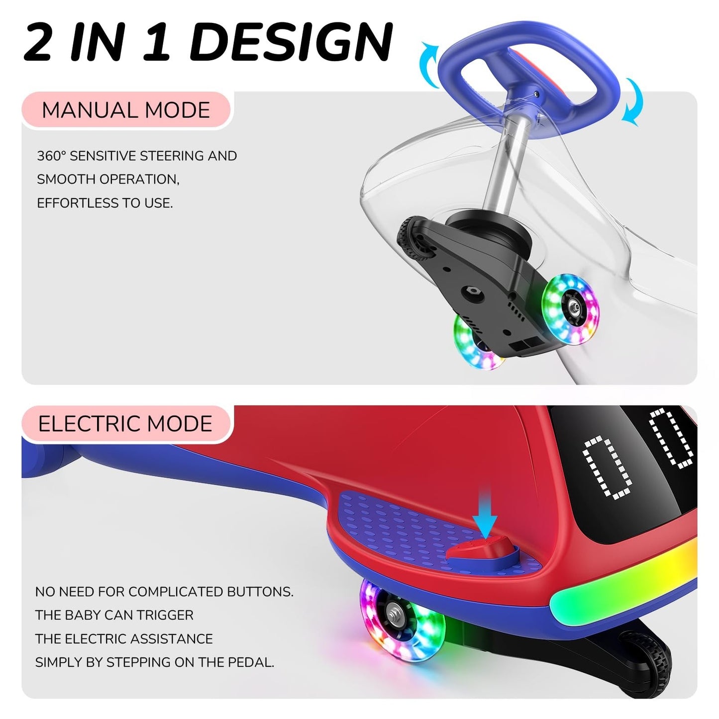 12V Electric Wiggle Car for Kids - Fun Ride-On Toy, Birthday Gift for Ages 3+7