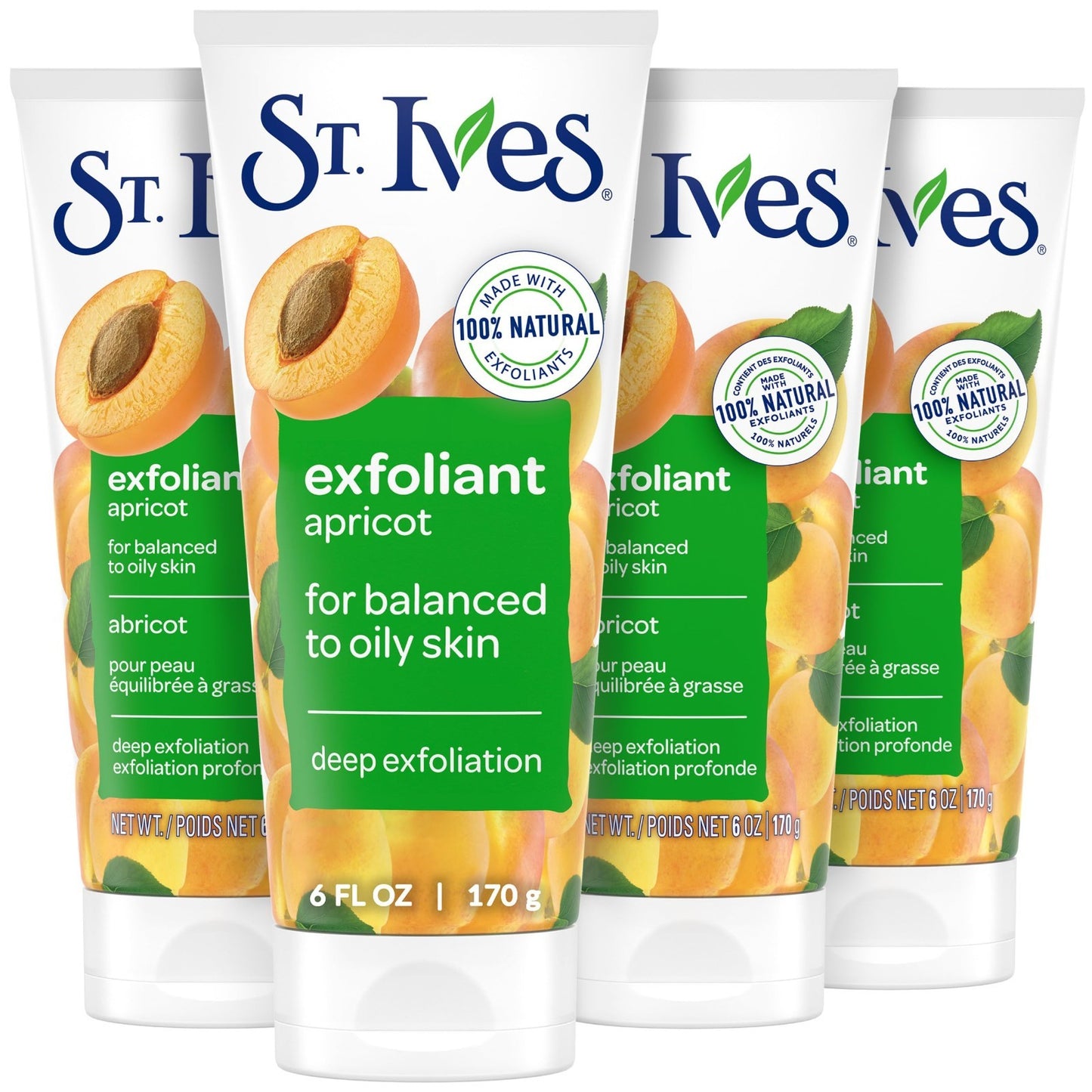 Fresh Skin Apricot Face Scrub - Deep Exfoliator, Oil-Free, 100% Natural, 6 oz, 41