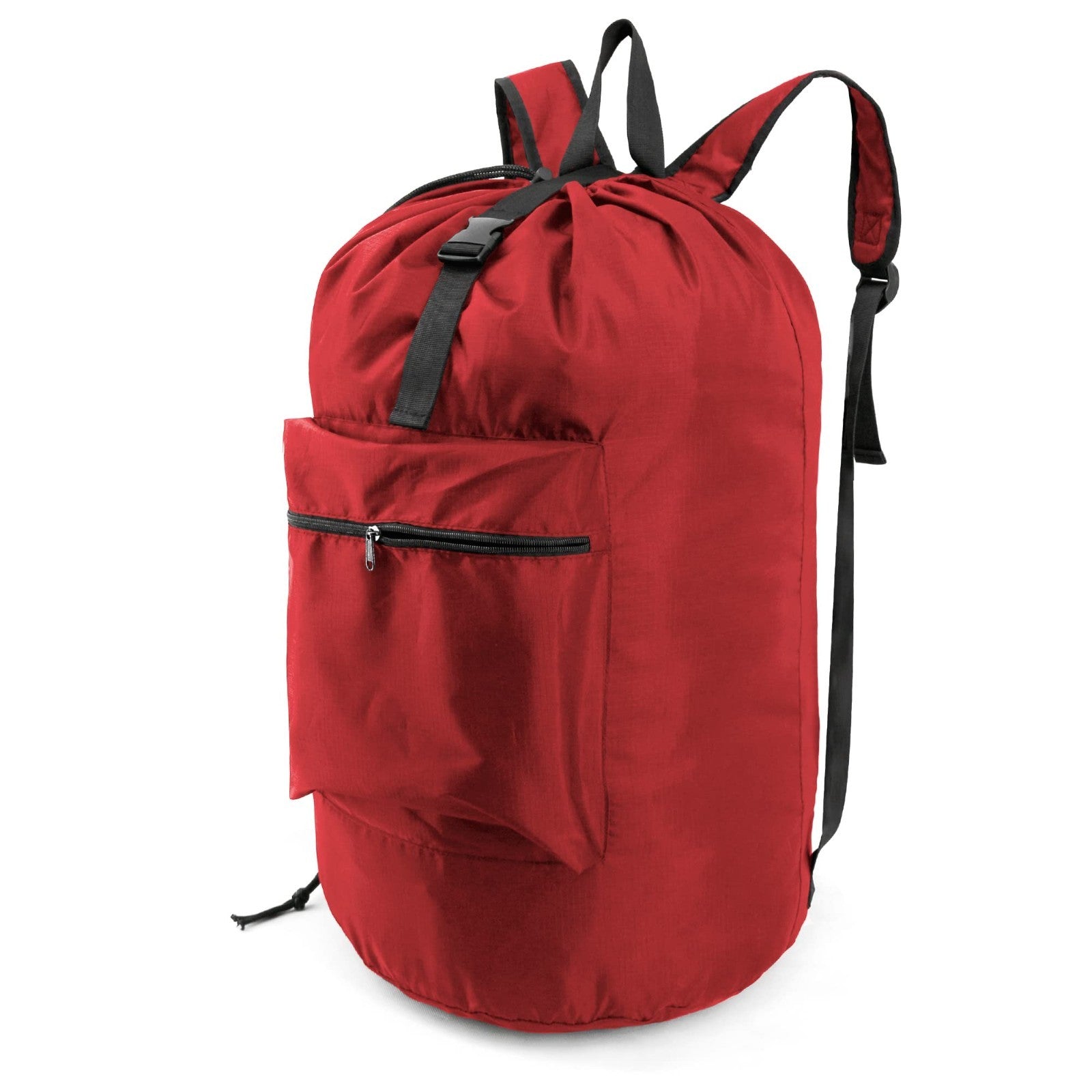 Extra Large Red Drawstring Laundry Backpack - Heavy Duty Portable Travel Bag for1