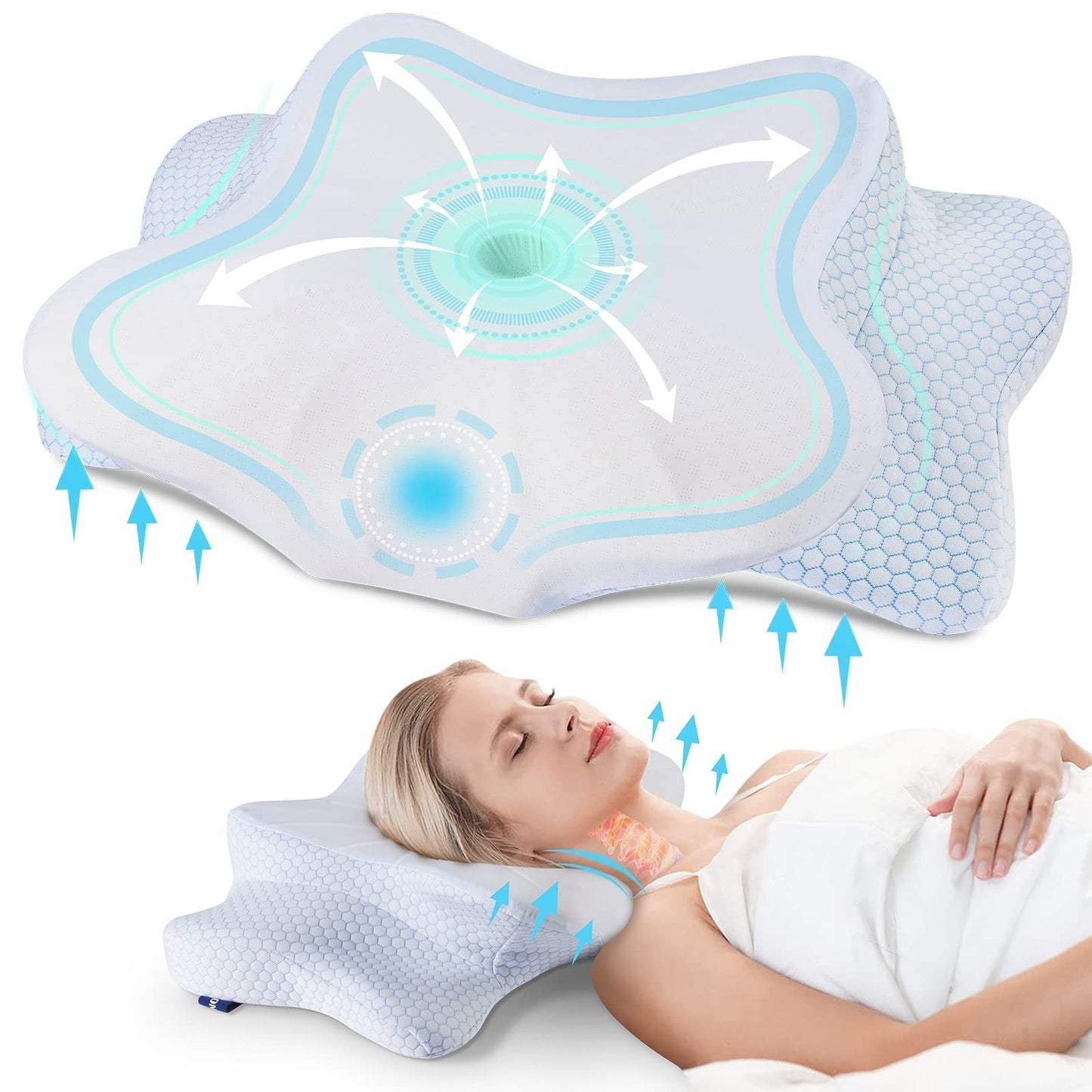 Ergonomic Memory Foam Cervical Pillow for Neck Pain Relief   Comfortable Sleep A1