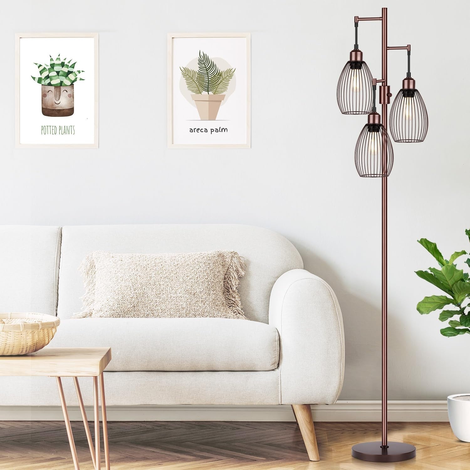 Dimmable Floor Lamp with 3 LED Edison Bulbs, Industrial Teardrop Design for Home4