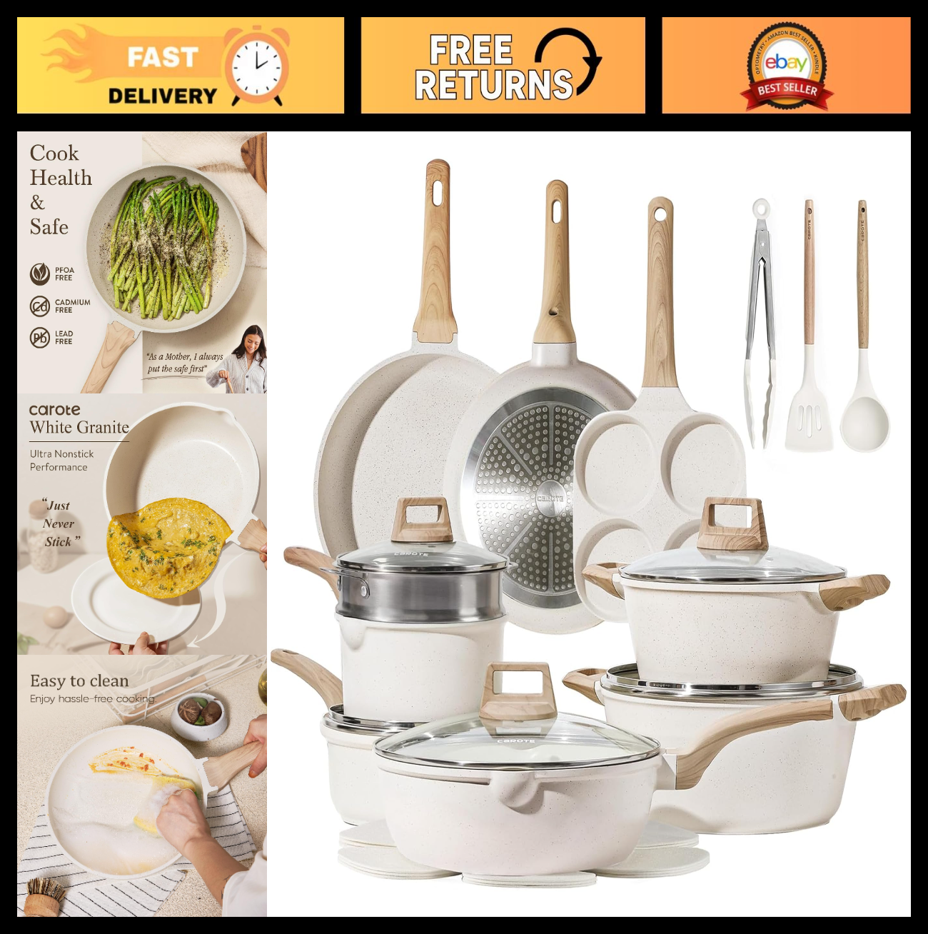 21pcs Nonstick Cookware Set   Induction Pots & Pans, Durable Kitchen Cooking Set0