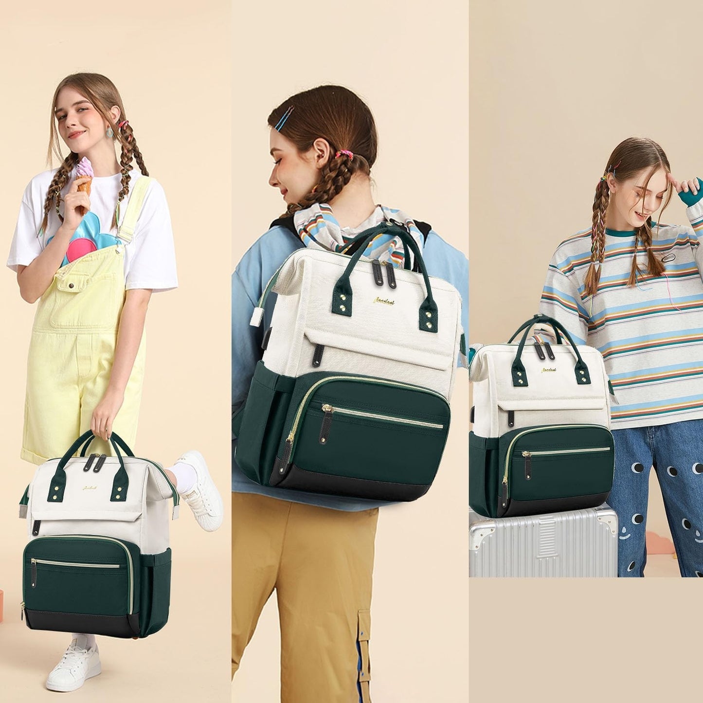 Stylish 17.3" Laptop Backpack for Women   USB Charging, Anti Theft, Durable Dayp6