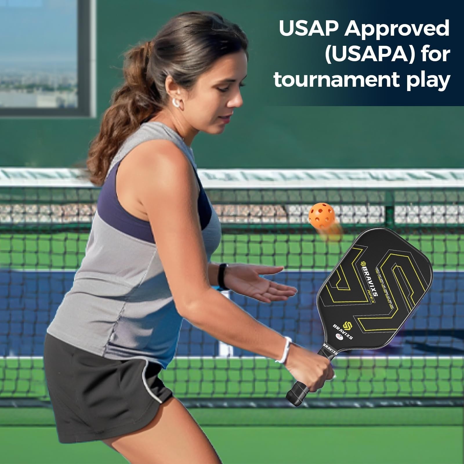 Set of 2 USAPA Approved Pickleball Paddles, T700 Carbon Fiber, 4 Balls & Bag5
