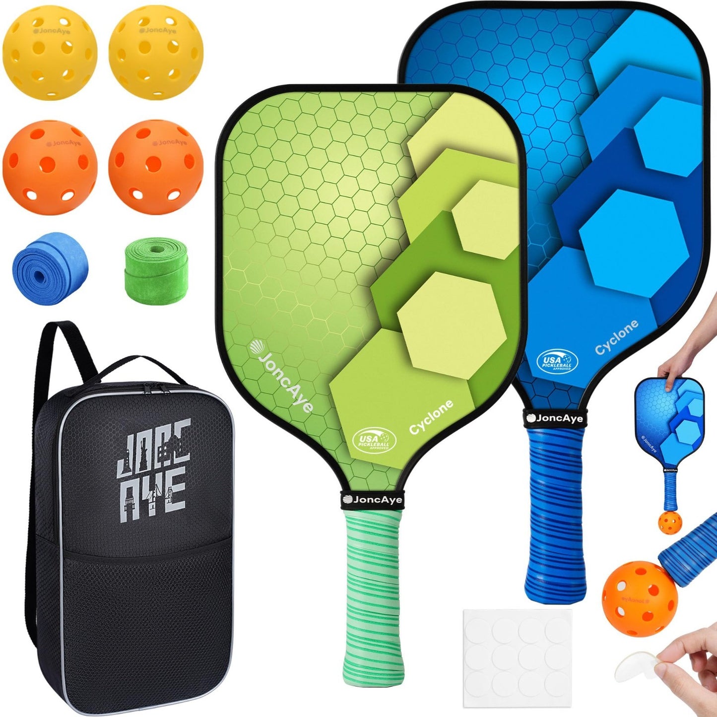 Pickleball Paddle Set of 4 or 2 - USAPA Approved, Lightweight Rackets & Balls fo0