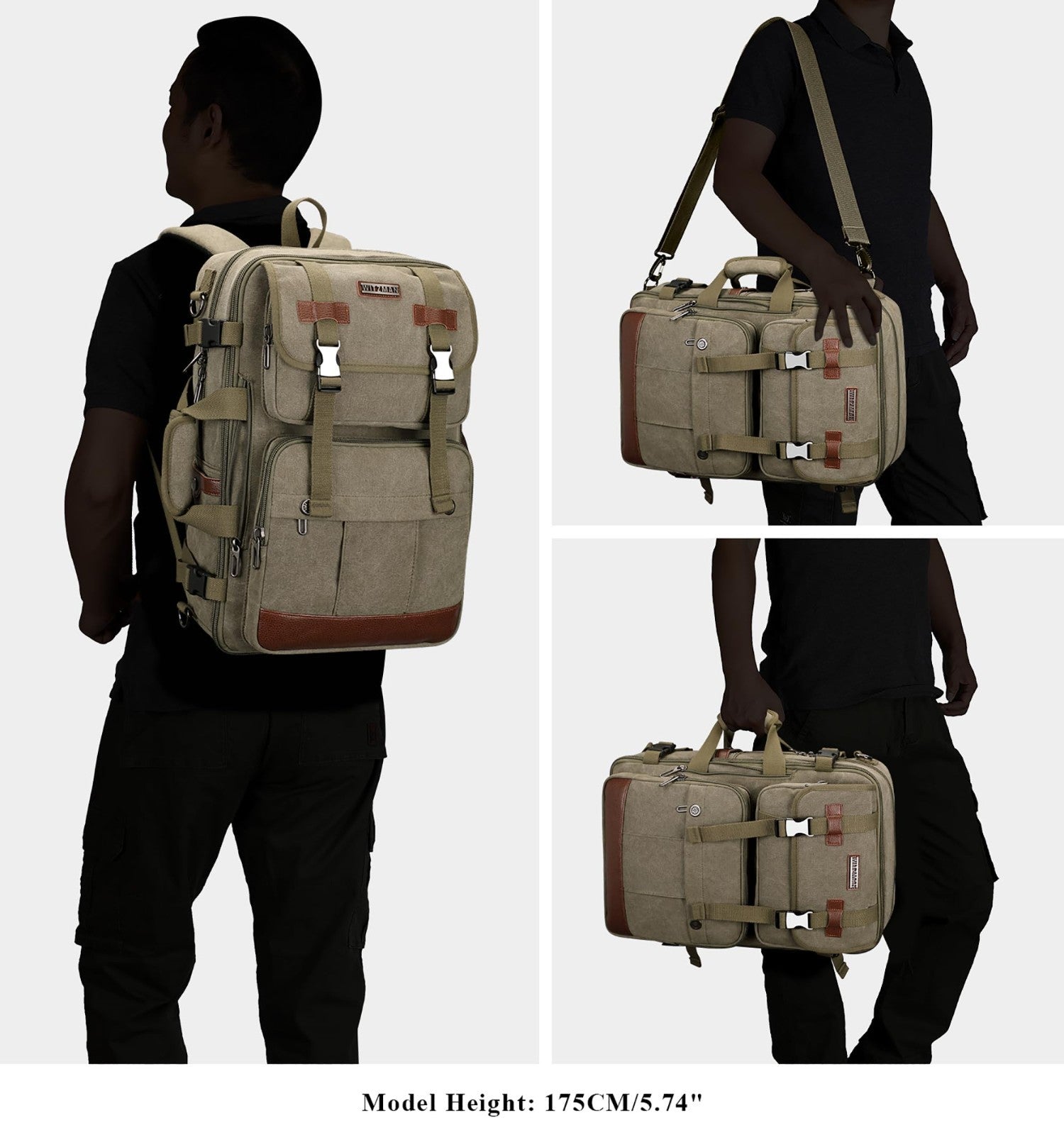 Large Canvas Travel Backpack for Men, 16 Inch Laptop Compatible, Durable & Styli2